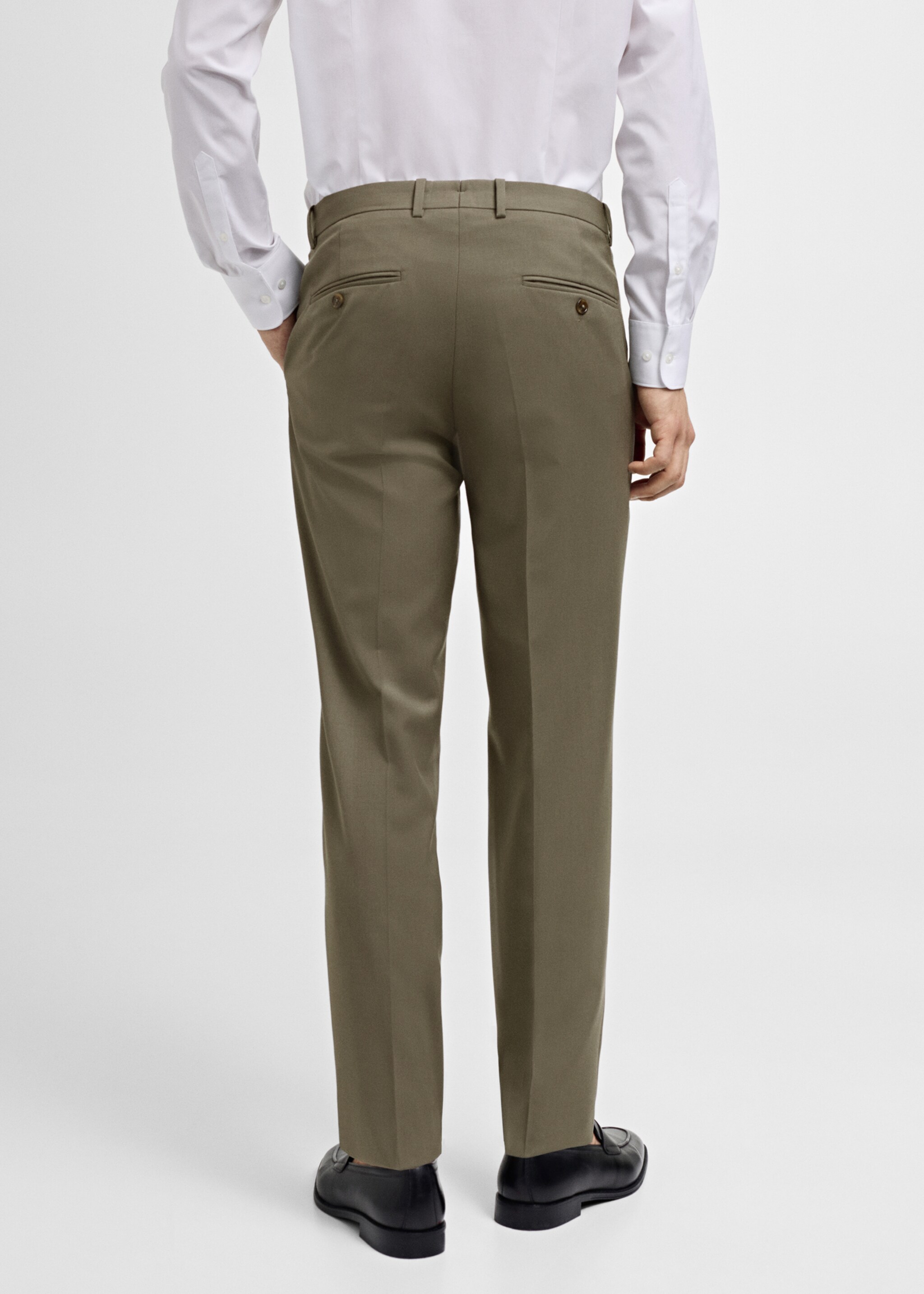 100% virgin wool slim-fit suit trousers - Reverse of the article, Pastel Green. Ref: 77000593-00.