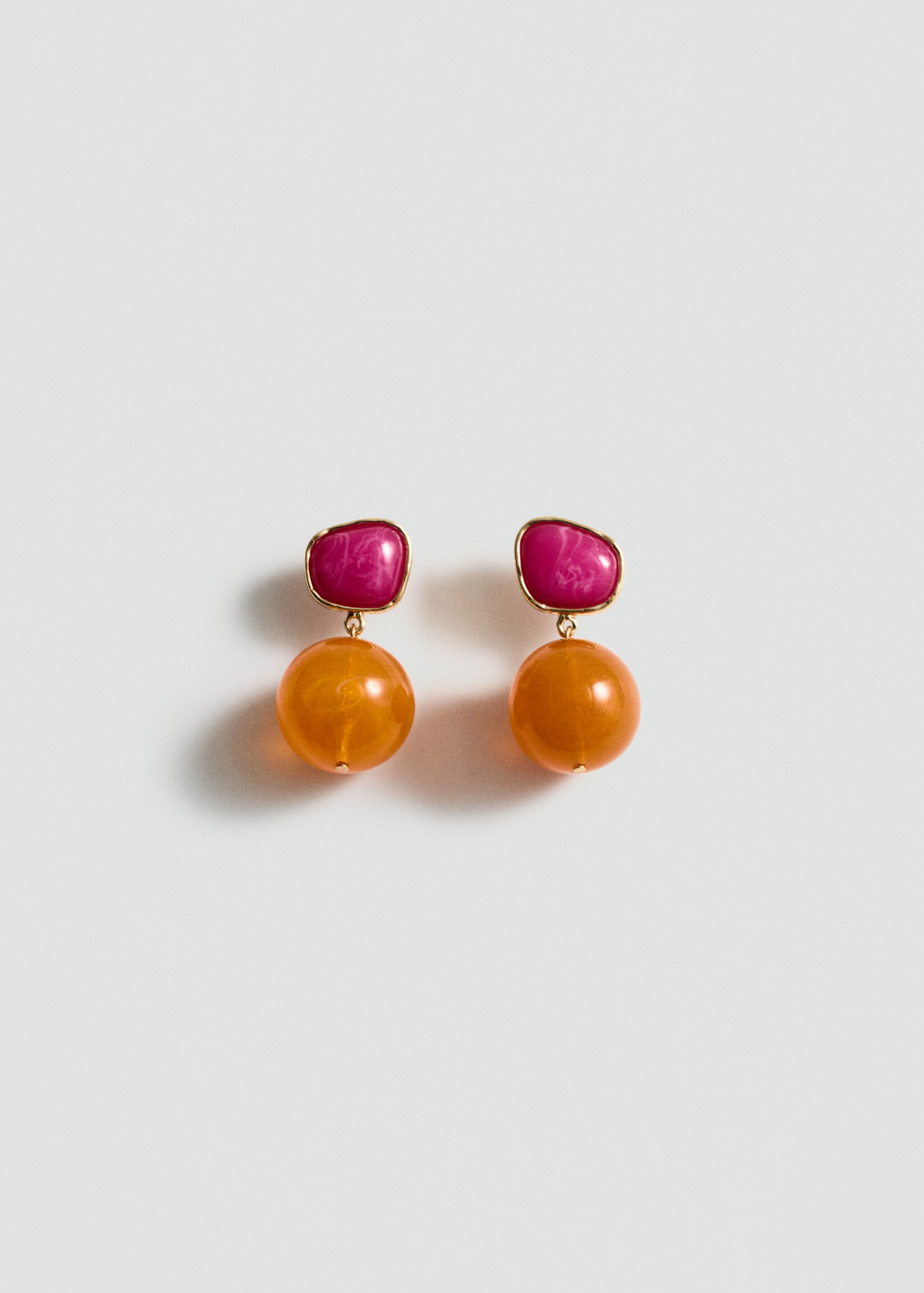 Beaded drop earrings - Article without model, Fuchsia. Ref: 77000608-00.
