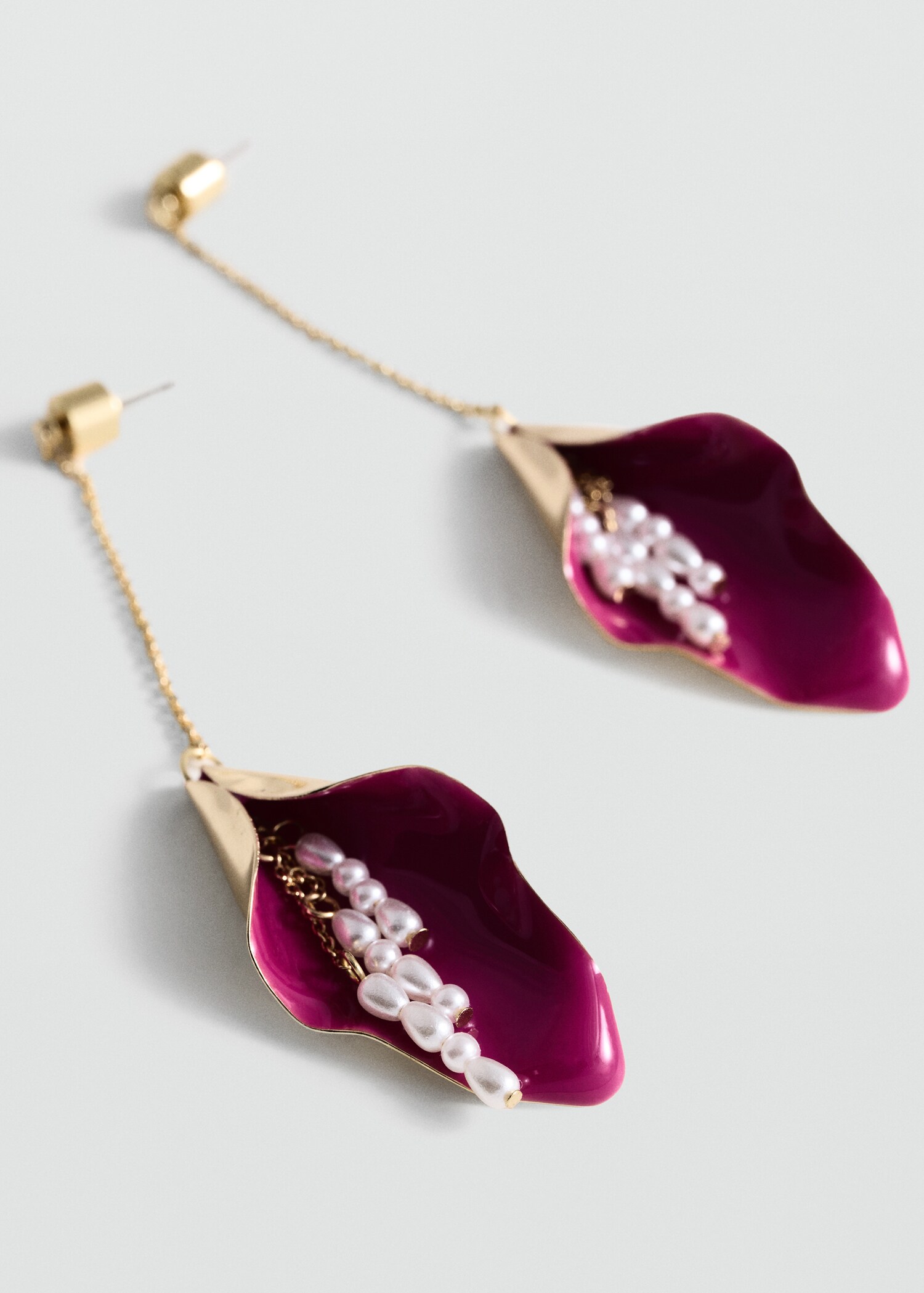 Long earrings with leaf design - Medium plane