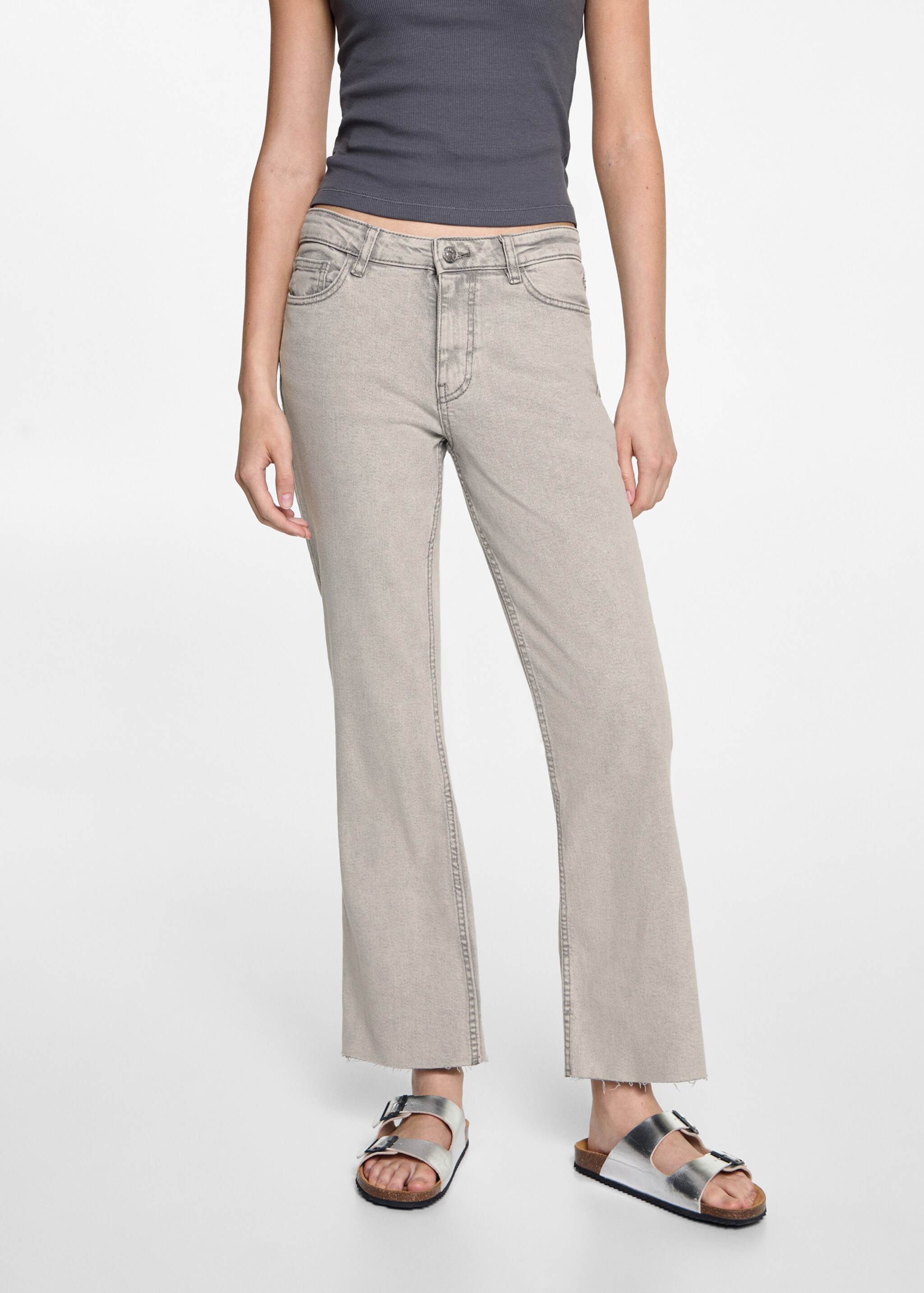 Crop flared jeans - Medium plane, Denim Grey. Ref: 77000616-00.