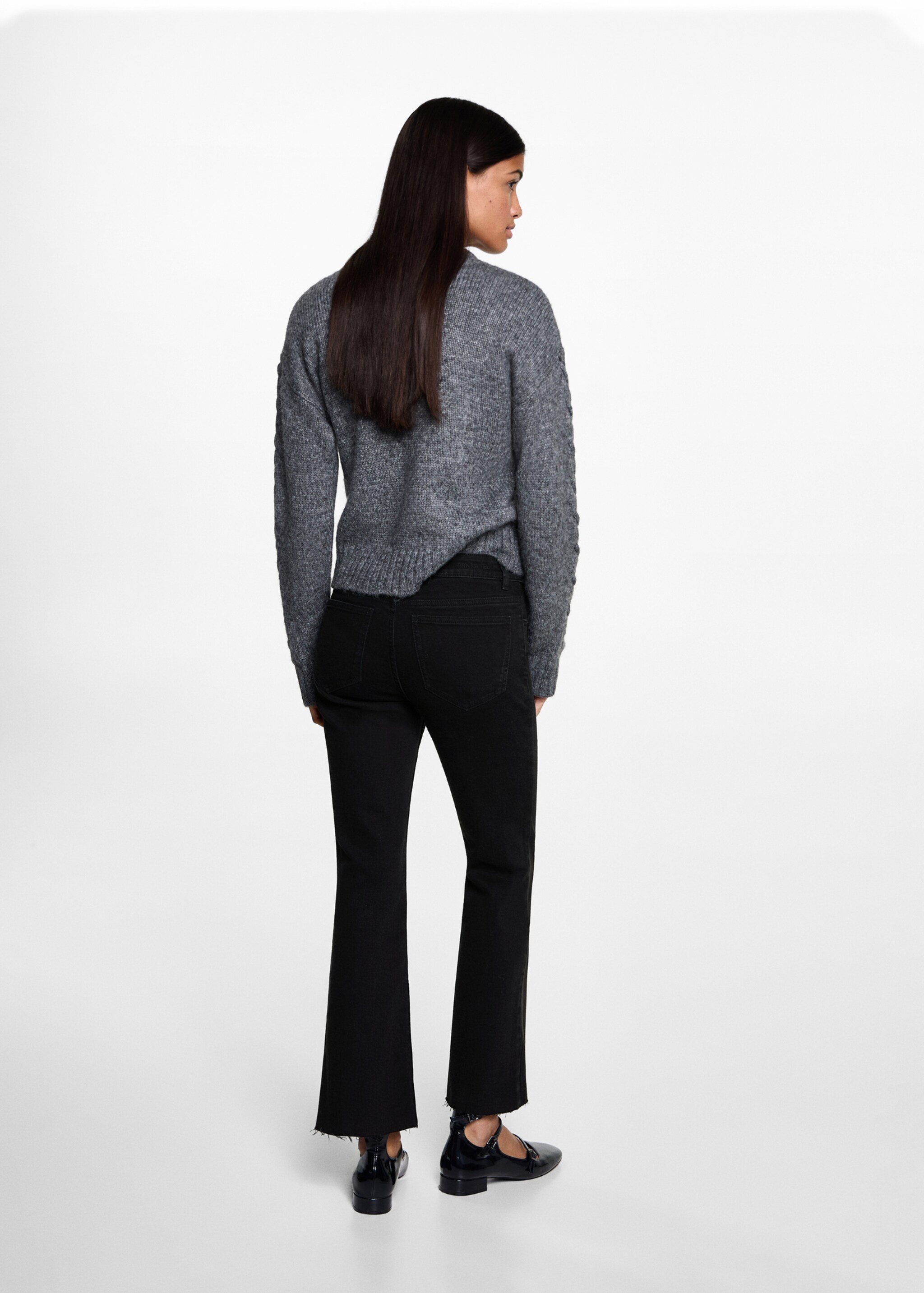 Jeans flare crop - Reverso del artículo, Negro. Ref: 77000618-00.