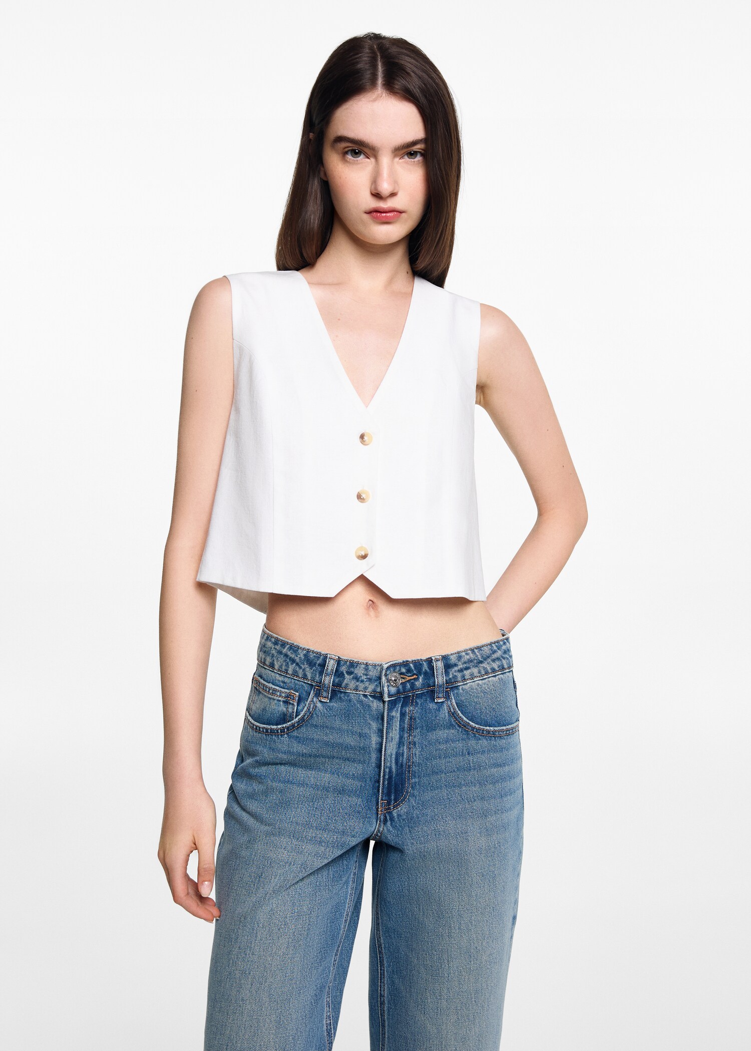 Gerade Jeans mit mittlerem Bund - Mittlere Ansicht