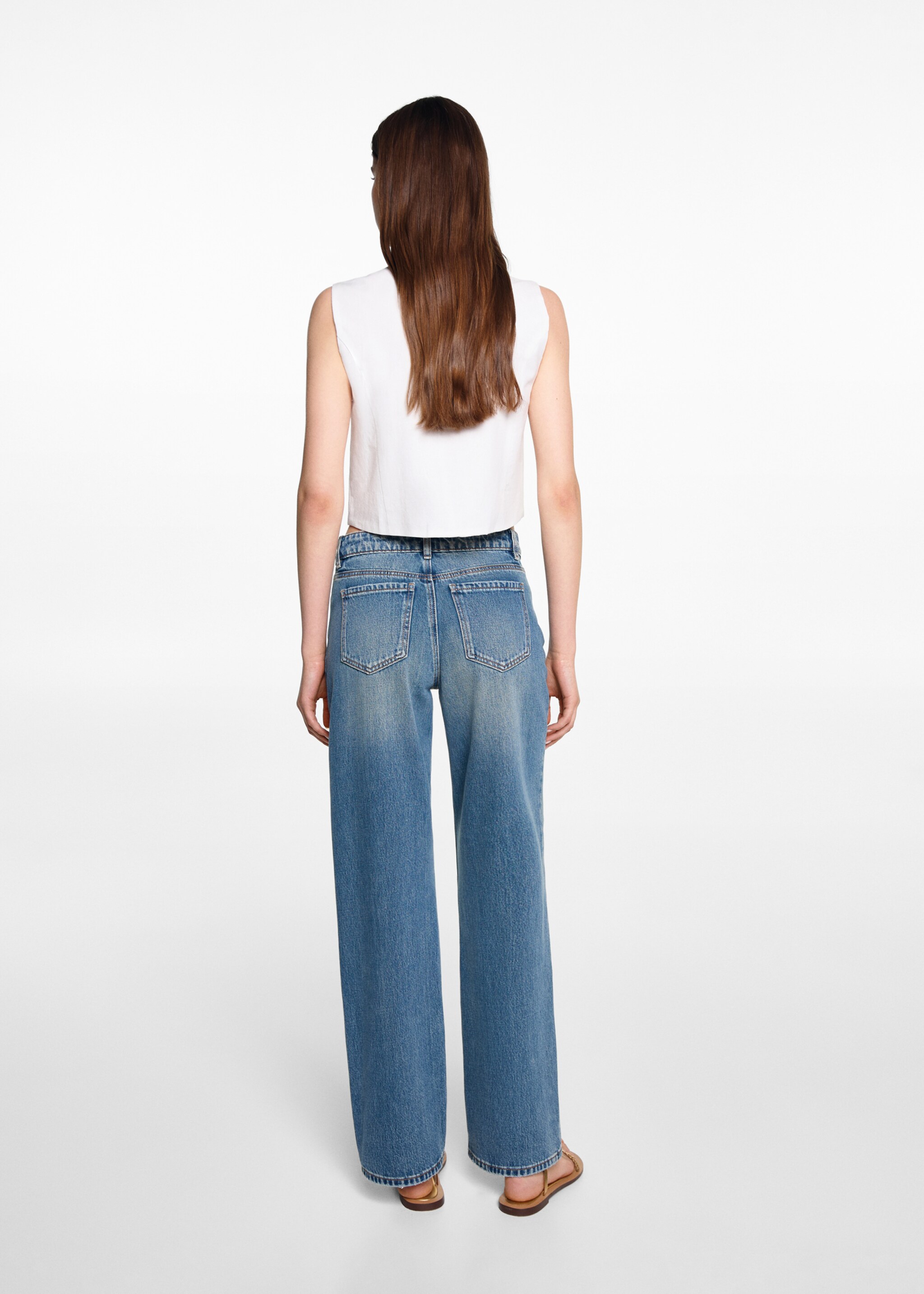 Gerade Jeans mit mittlerem Bund - Rückseite des Artikels, Mittelgrau Vintage. Ref: 77000620-00.