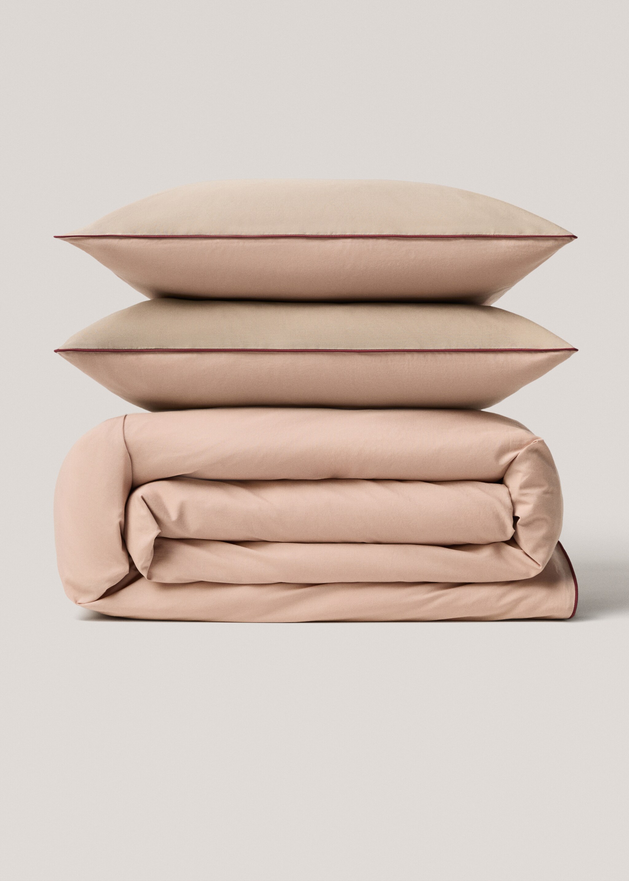 Two-tone reversible duvet cover for 90 cm bed - Details of the article 1, Pink. Ref: 77000625-00.