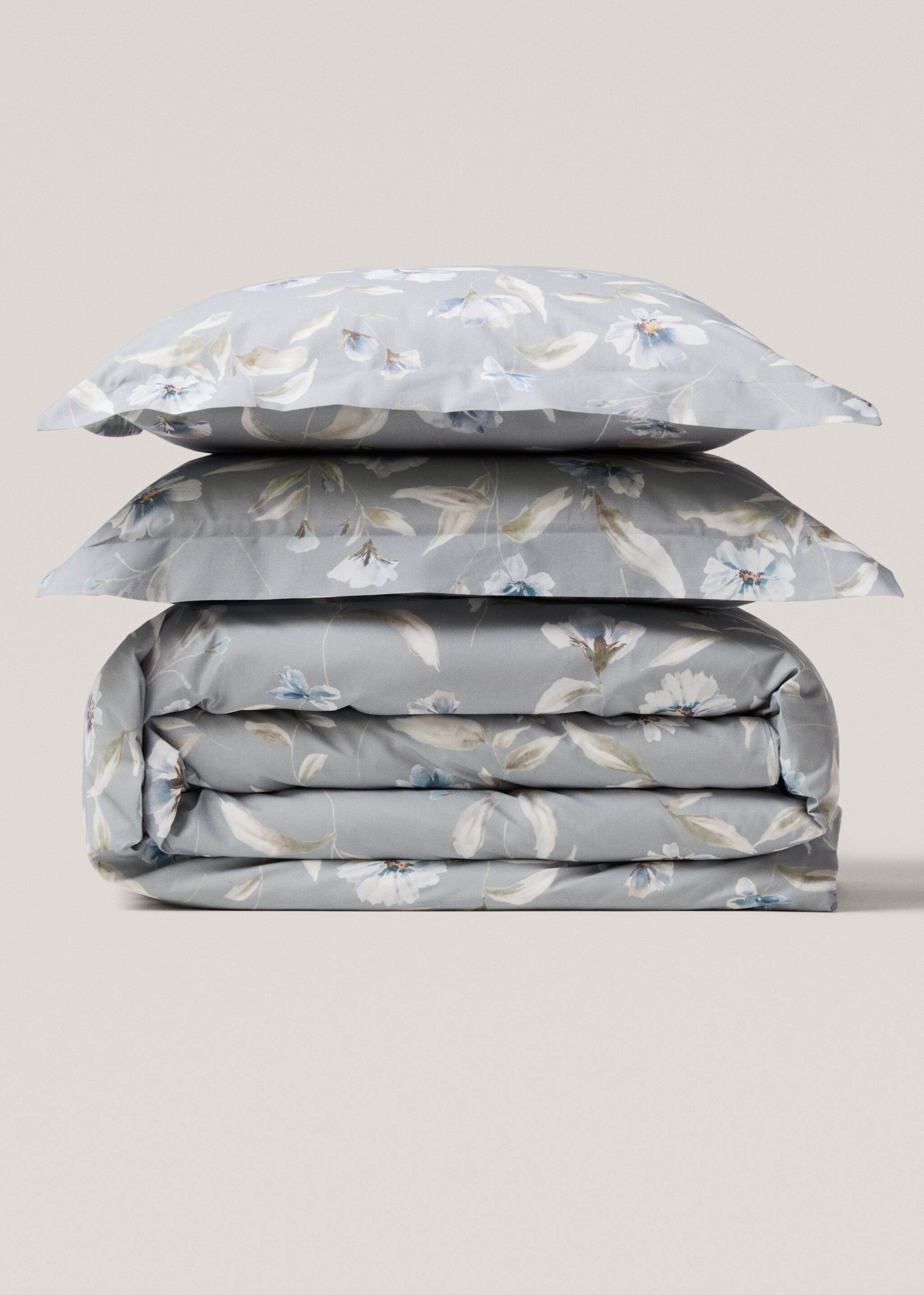 Housse de couette 100 % coton fleurs lit 90 cm - Article sans modèle, Vert d´eau. Ref: 77000633-00.