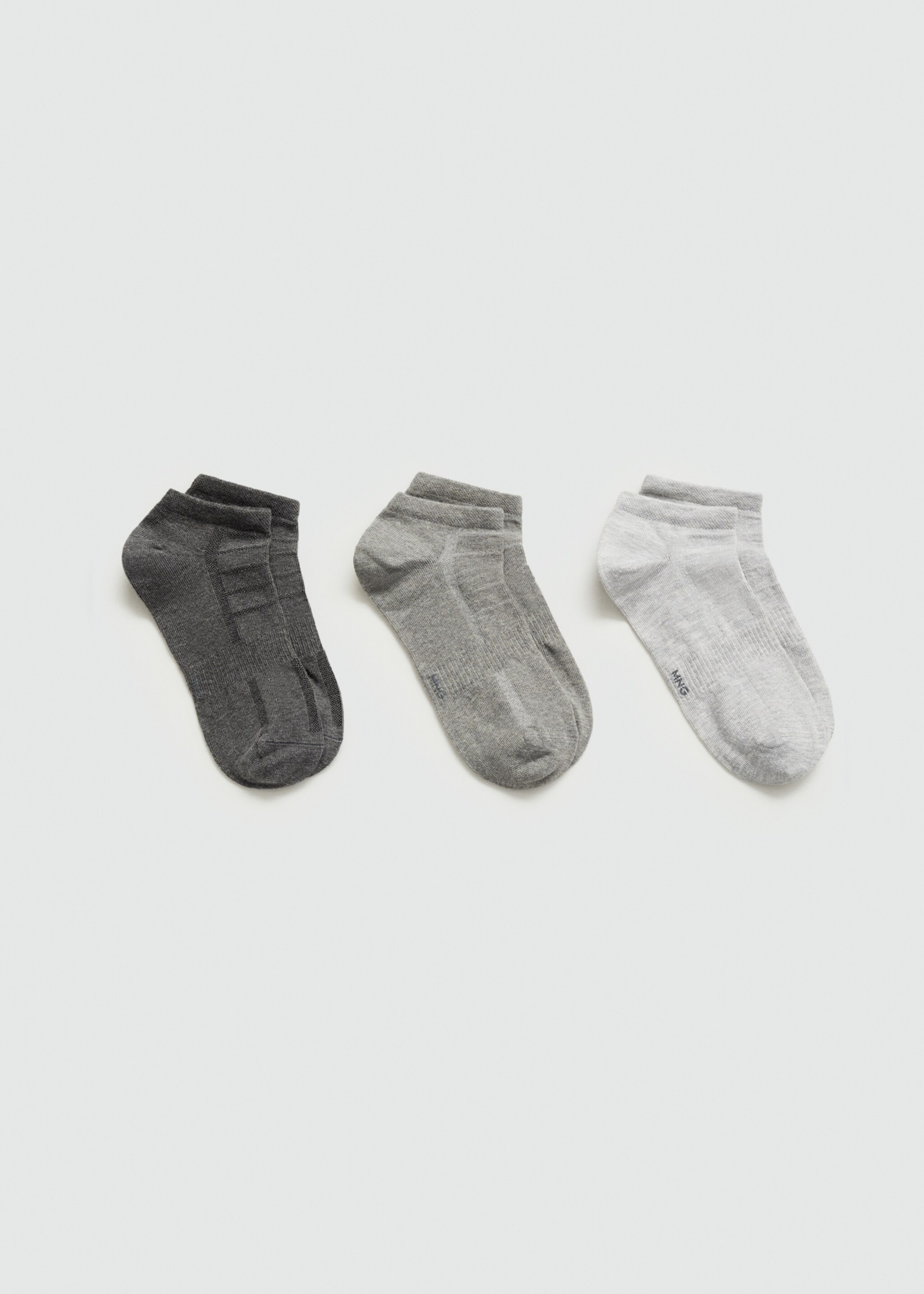 Pack of 3 plain cotton socks - Article without model, Grey. Ref: 77000639-00.