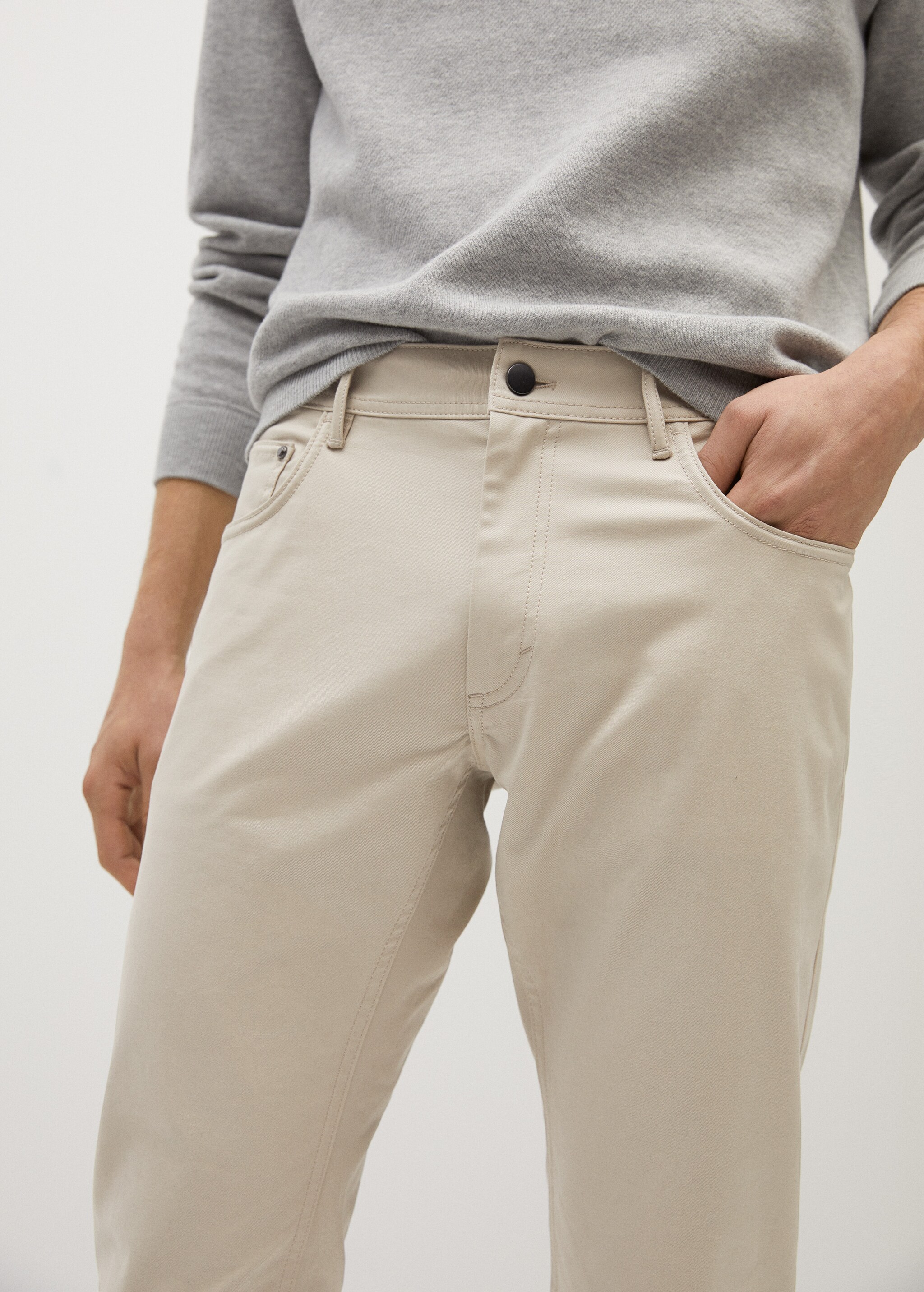 Slim fit denim-effect serge pants - Details of the article 1