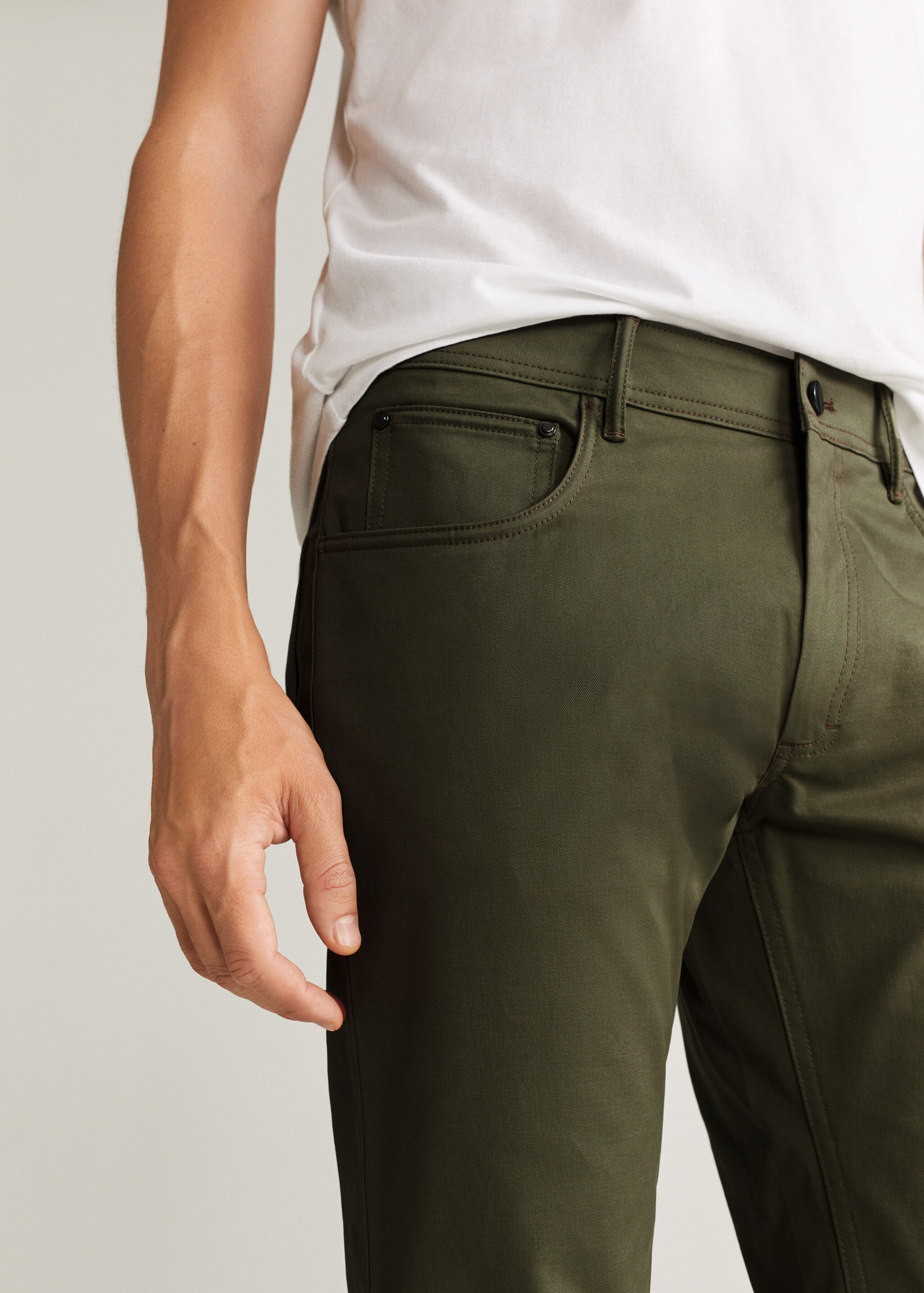 Slim fit denim-effect serge pants - Details of the article 1