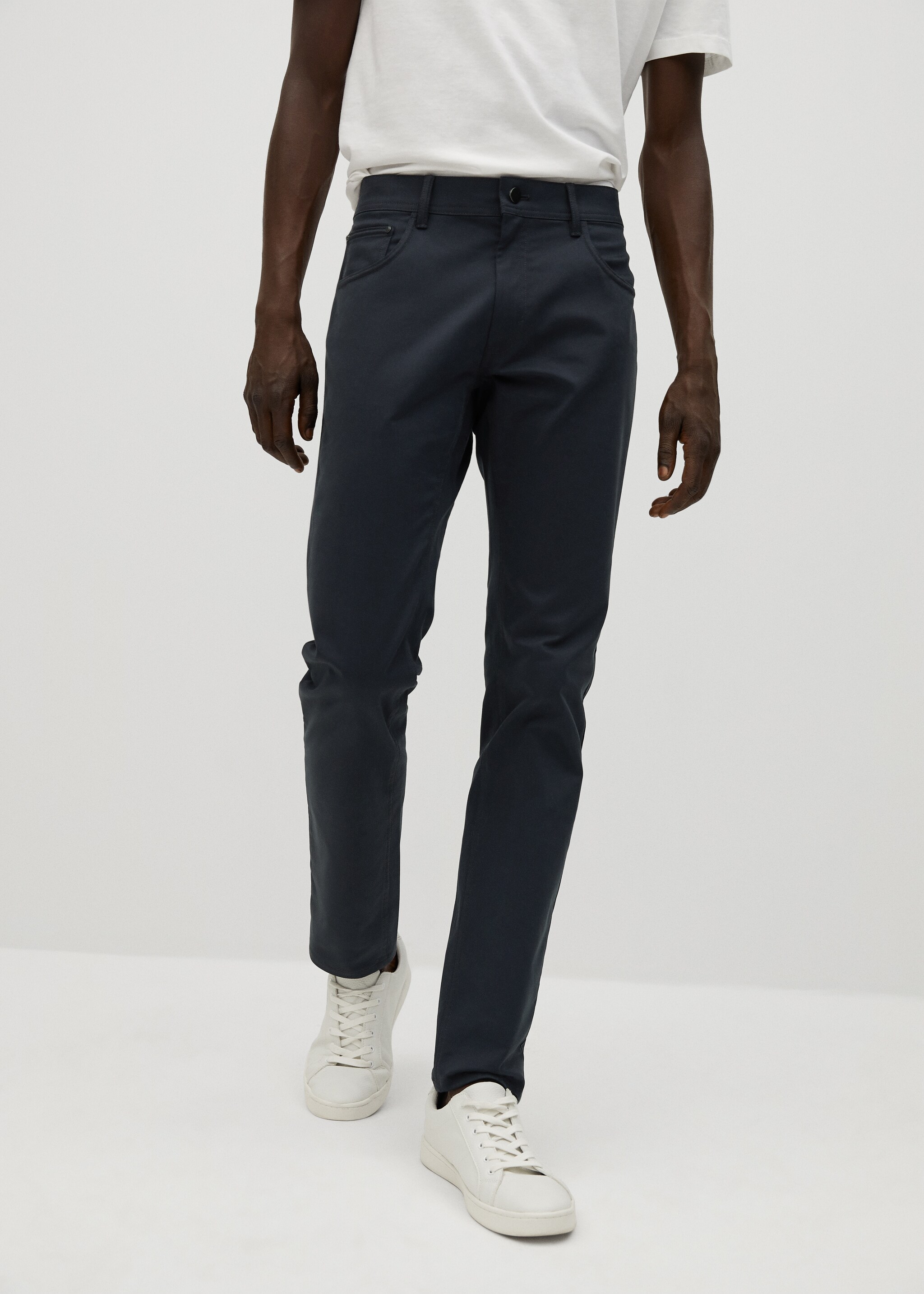 Slim fit denim-effect serge pants - Medium plane
