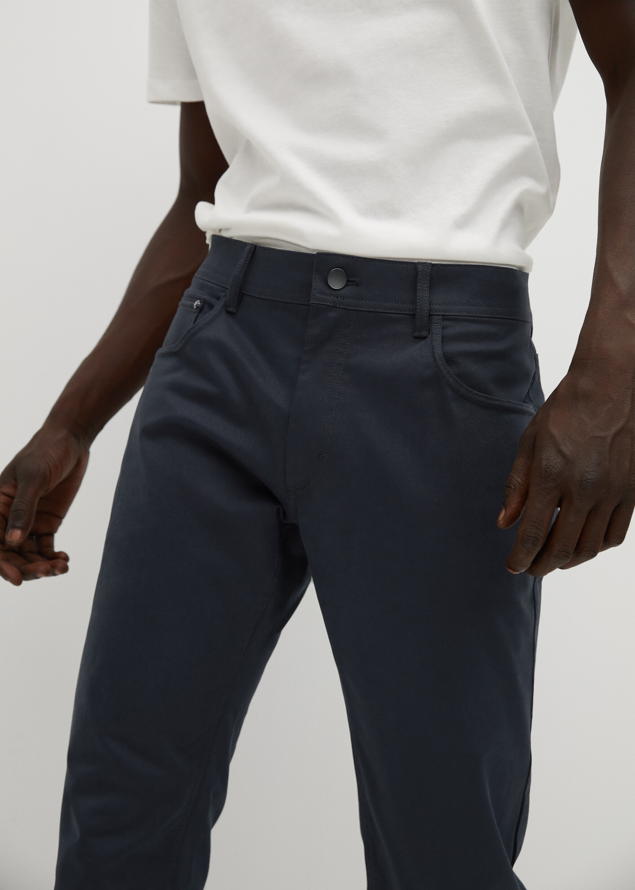 Slim fit denim-effect serge pants - Details of the article 1