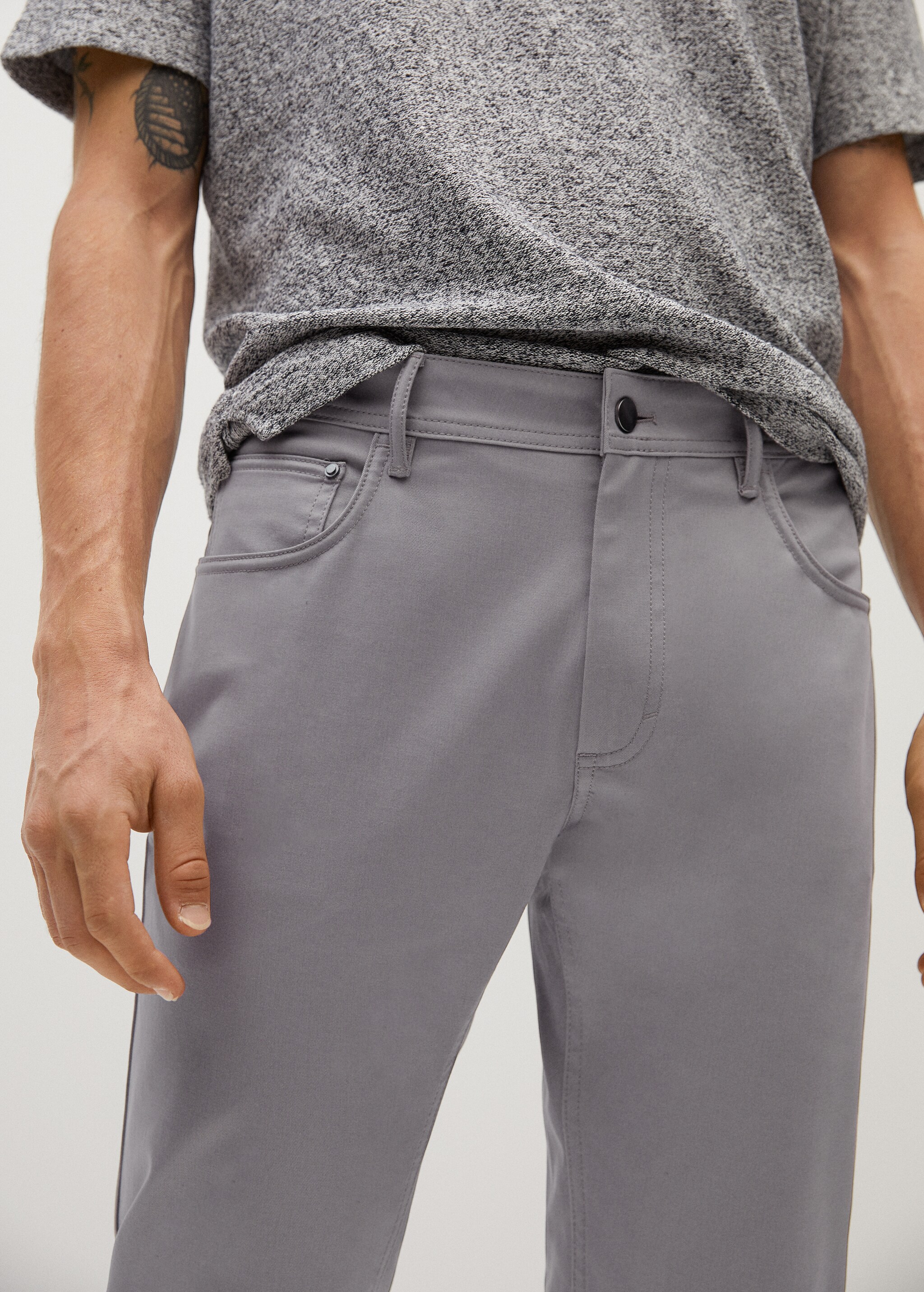 Slim fit denim-effect serge pants - Details of the article 1