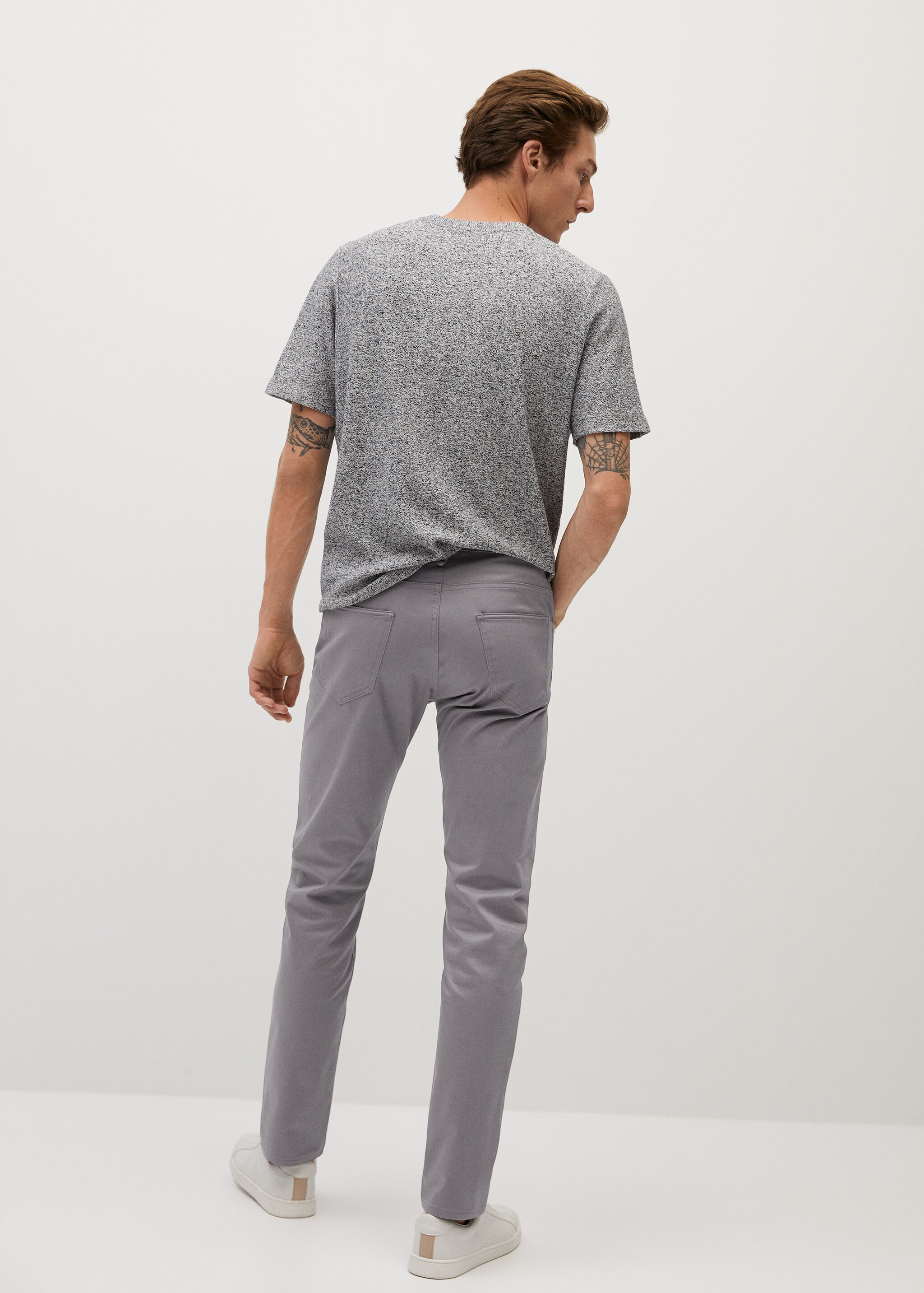 Slim fit denim-effect serge pants - Reverse of the article