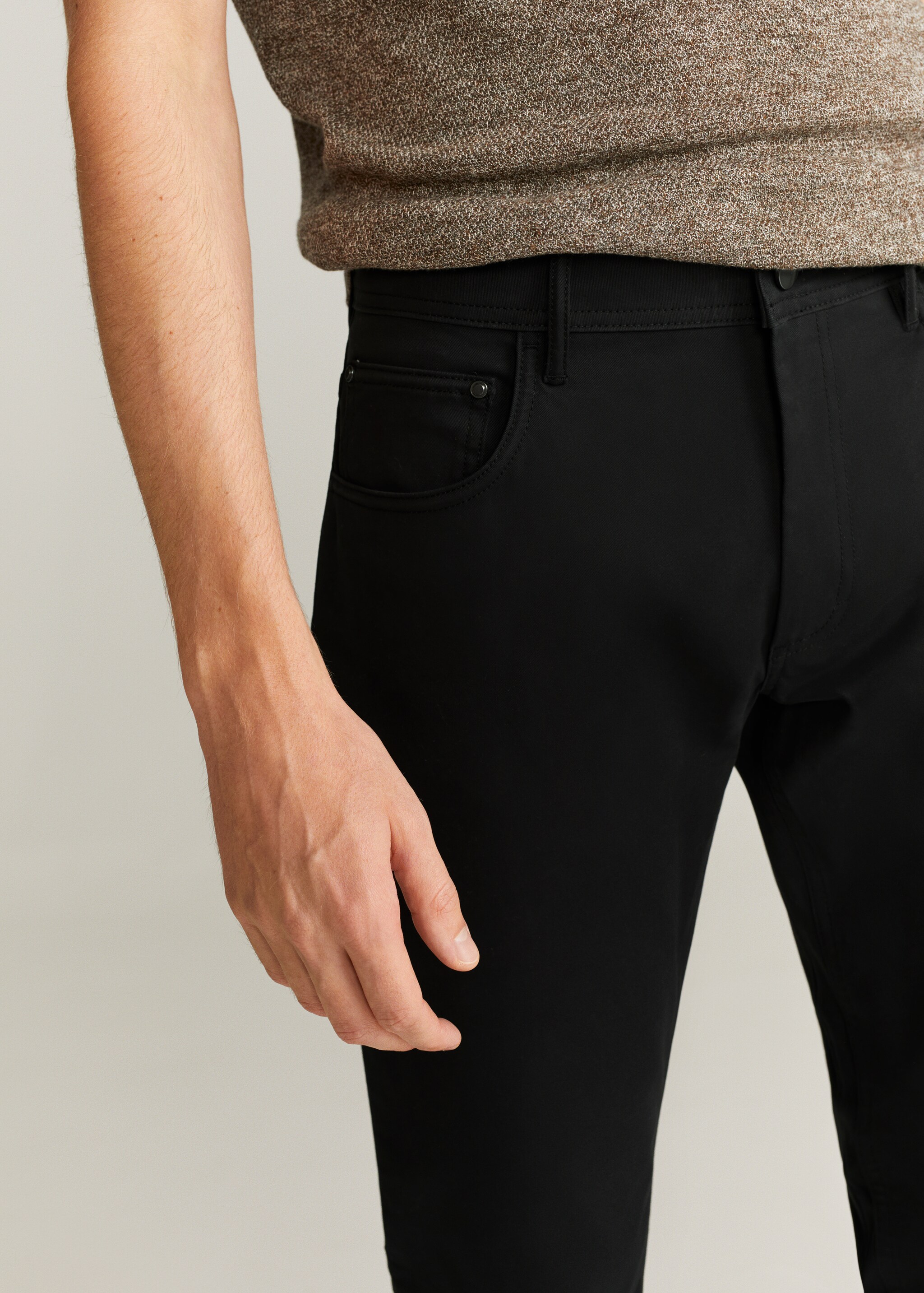 Slim fit denim-effect serge pants - Details of the article 3