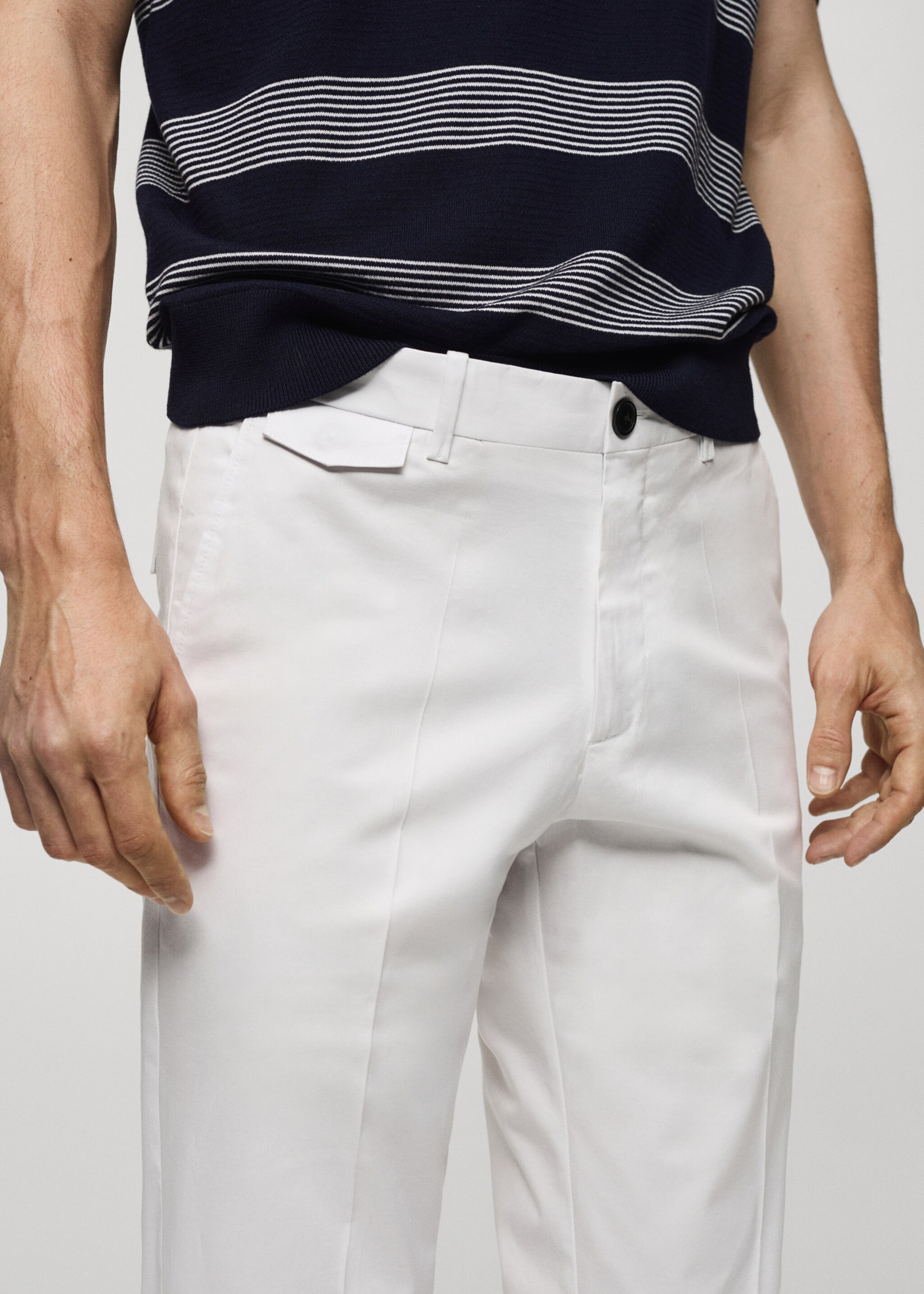 Regular fit strukirane pamučne hlače - Detalji artikla 1