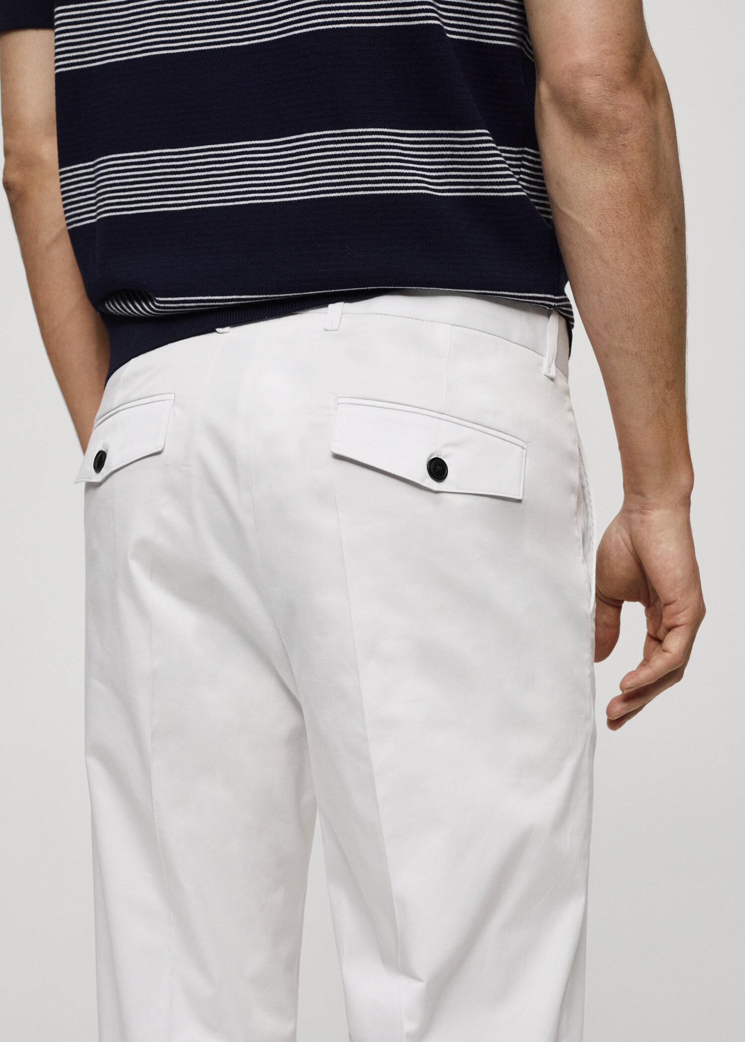 Regular fit structure cotton trousers - Details of the article 6