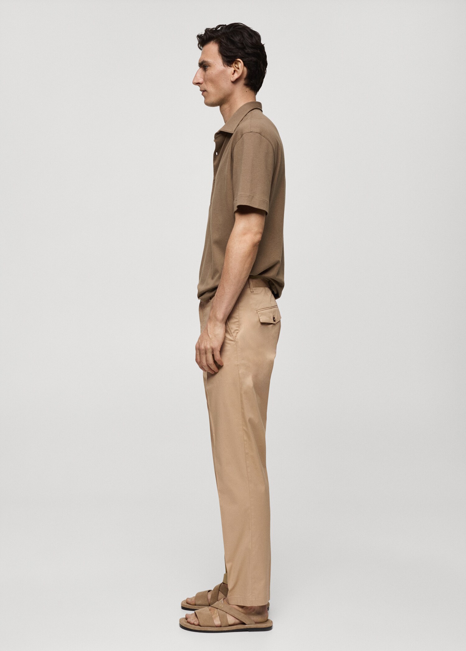 Regular fit structure cotton trousers - Details of the article 2