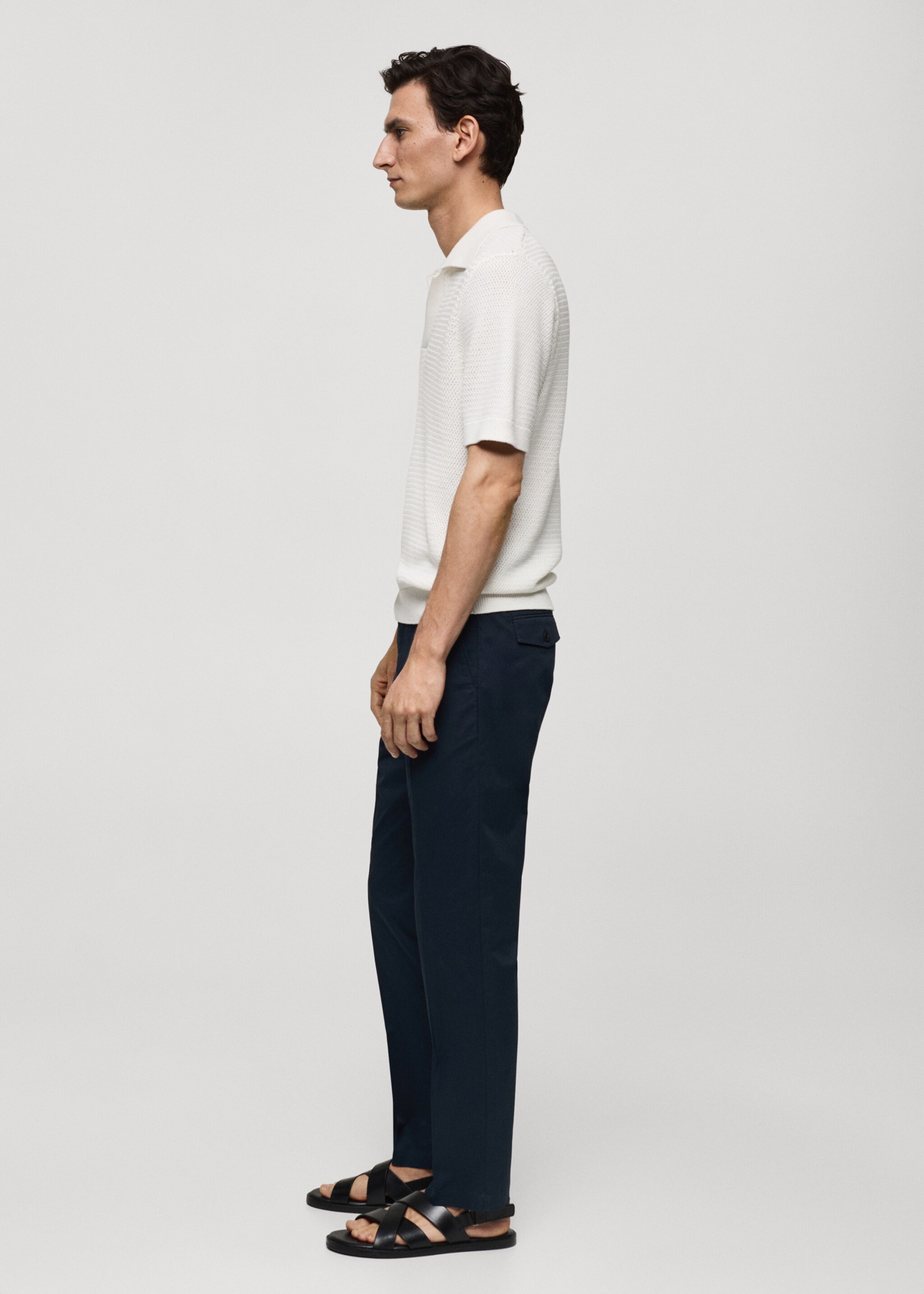 Regular fit structure cotton trousers - Details of the article 2