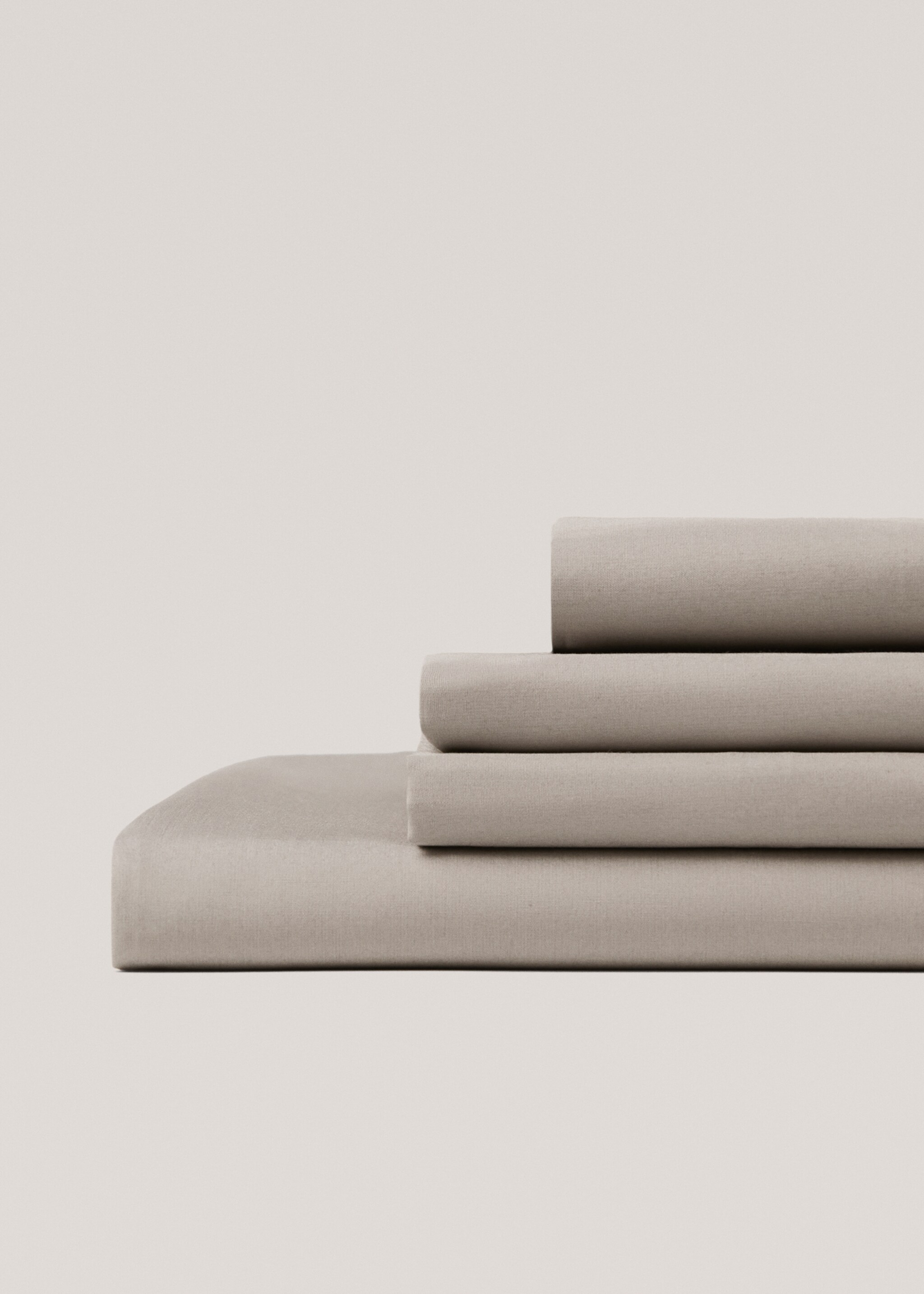 Percale cotton fitted sheet 300 threads for king bed - Medium plane, Medium Grey. Ref: 77001032-00.