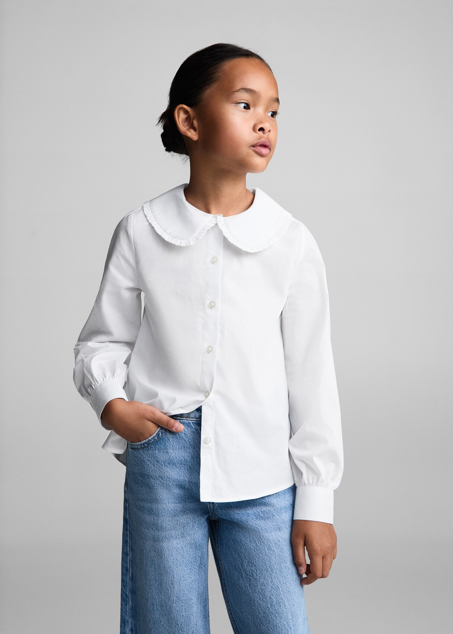 Baby-collar openwork shirt - Medium plane