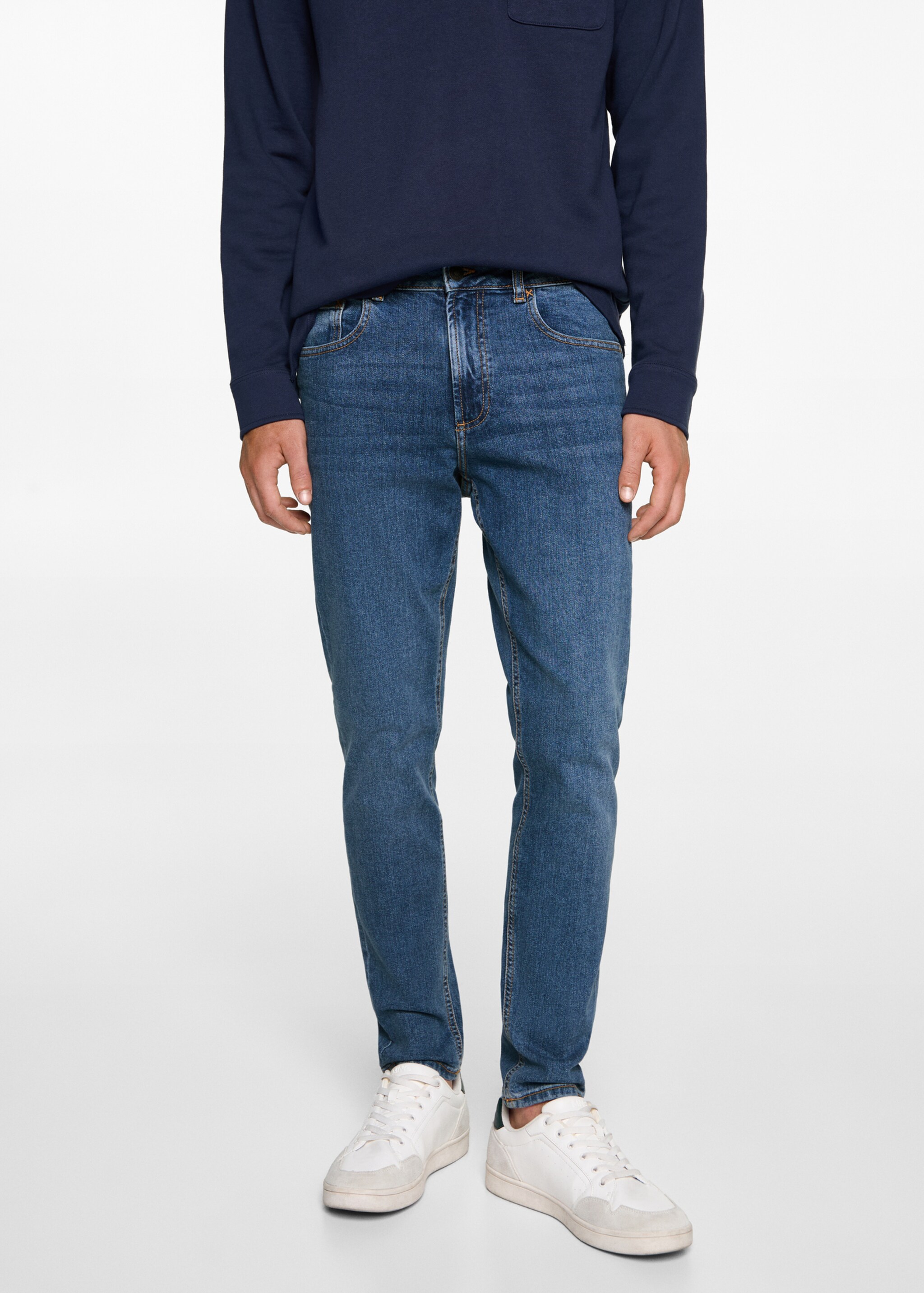 Slim-fit jeans - Details of the article 6, Dark Blue. Ref: 77001511-00.
