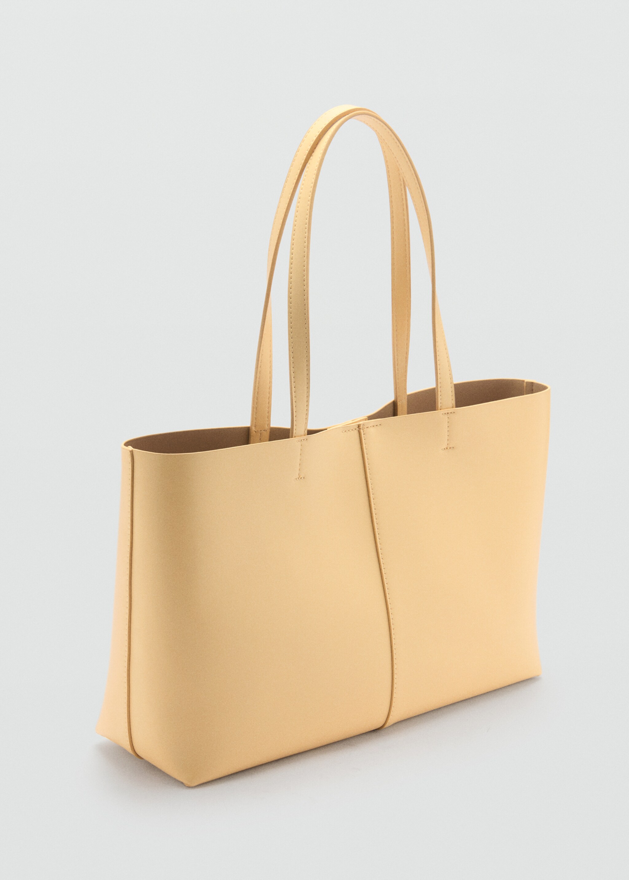Shopper-Bag mit Ledereffekt - Mittlere Ansicht, Pastellgelb. Ref: 77002009-00.