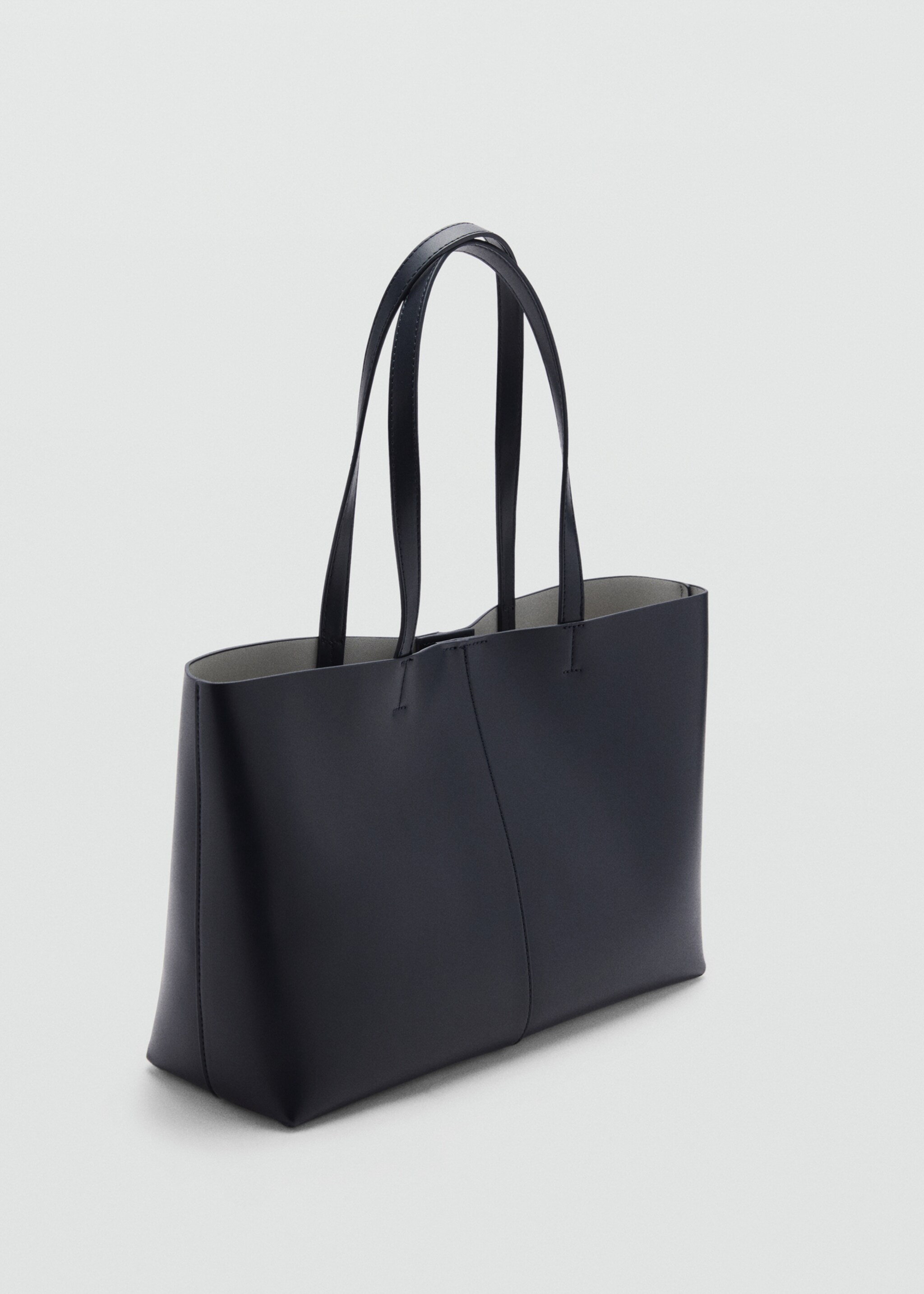 Shopper-Bag mit Ledereffekt - Mittlere Ansicht, Dunkles Marineblau. Ref: 77002009-00.