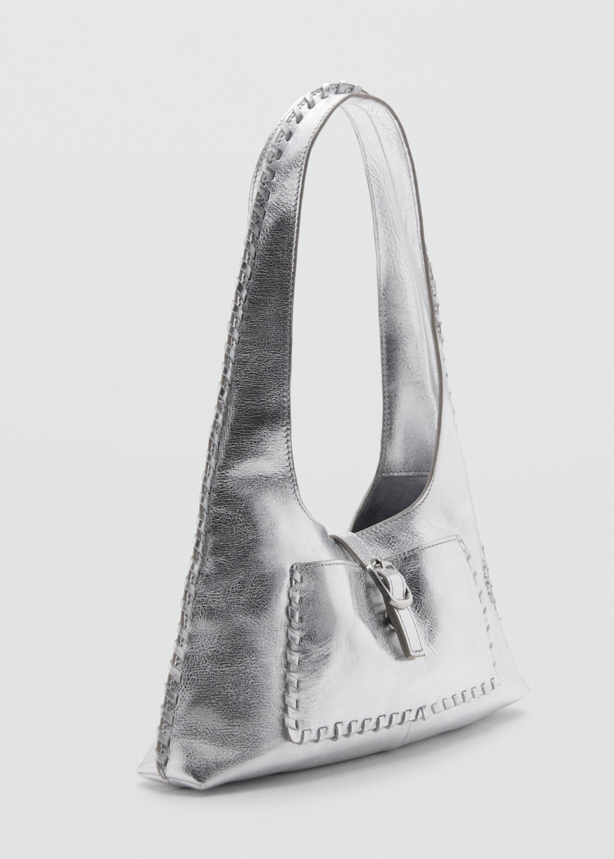 Bossa pell metal·litzada - Pla mig, Platejat. Ref: 77002013-00.