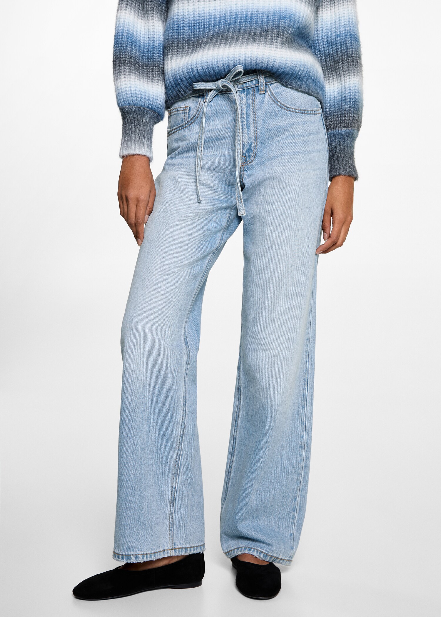Wideleg jeans with drawstring - Details of the article 6
