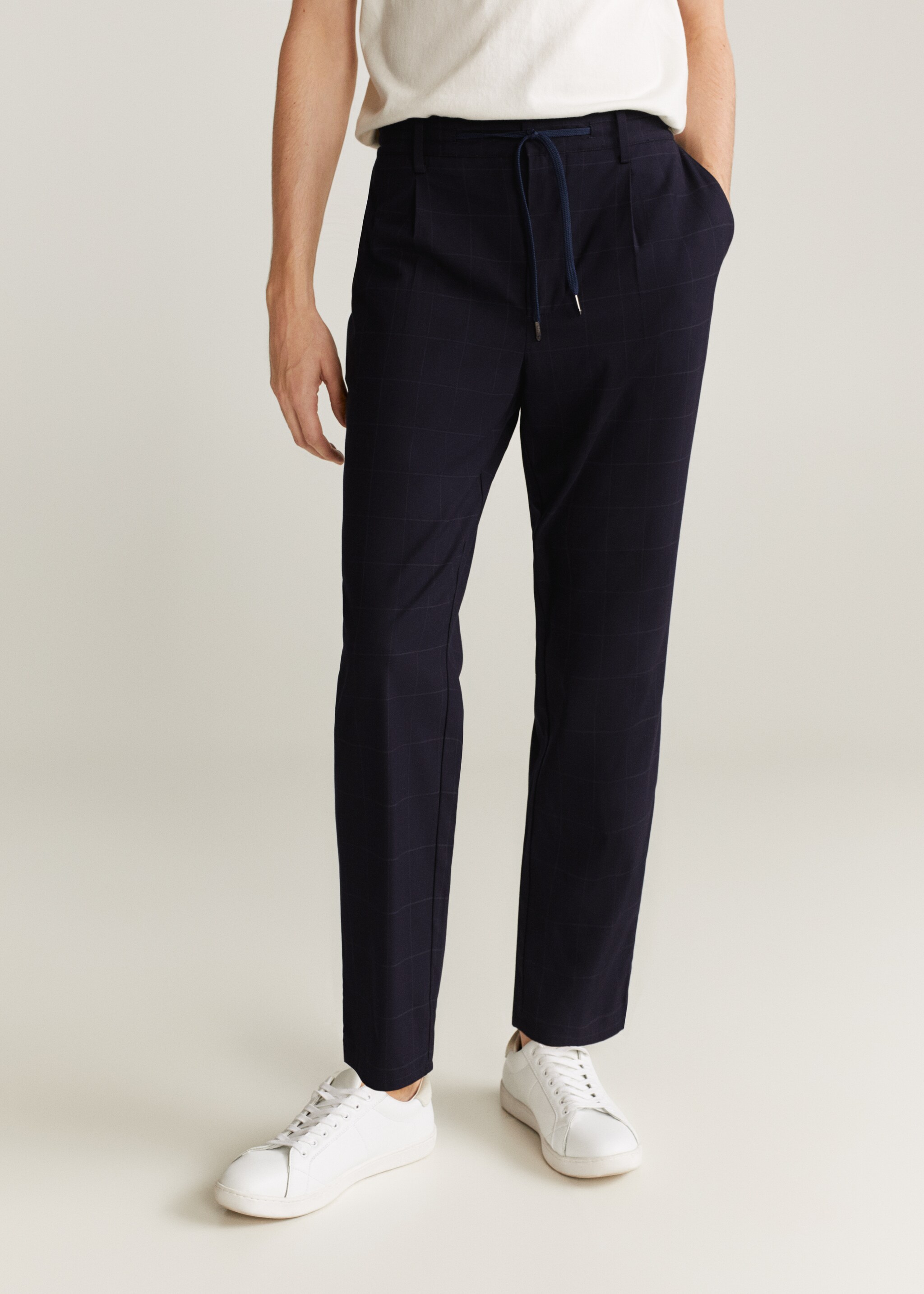 Oblekové kalhoty slim fit ze lněné směsi - Náhled ve středové rovině