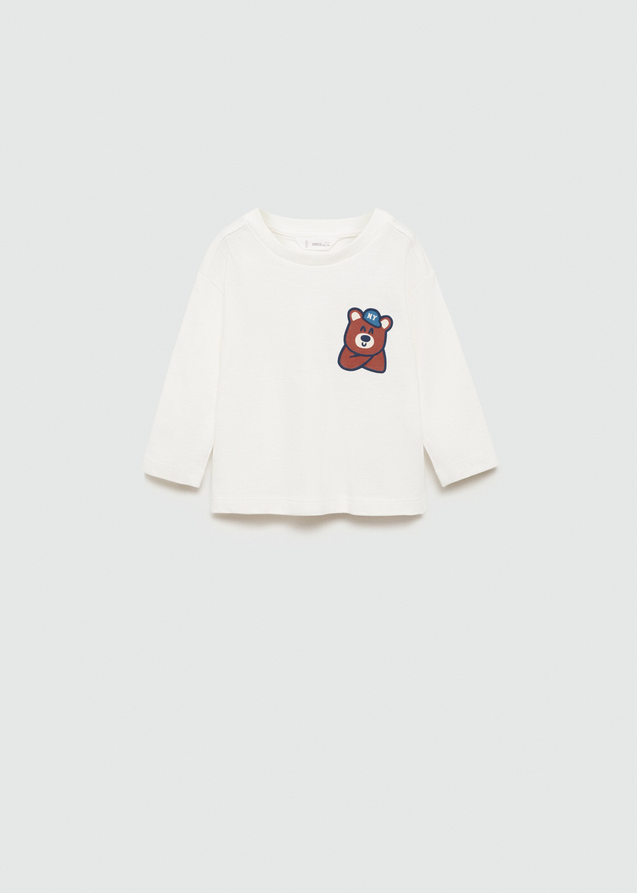 Bear printed t-shirt - Article without model, Off White. Ref: 77002940-00.