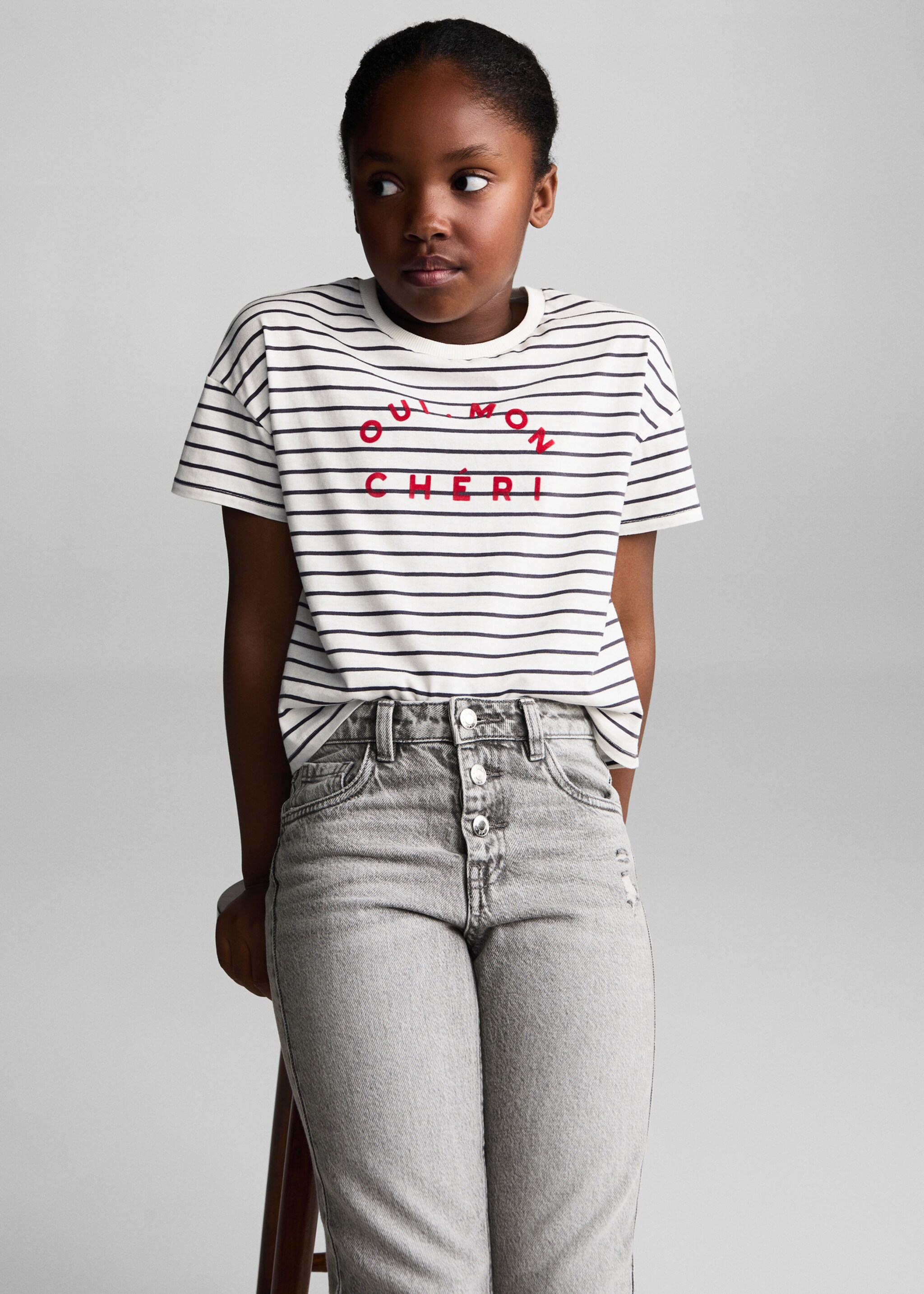 Mom-fit jeans - Medium plane, Denim Grey. Ref: 77003275-00.