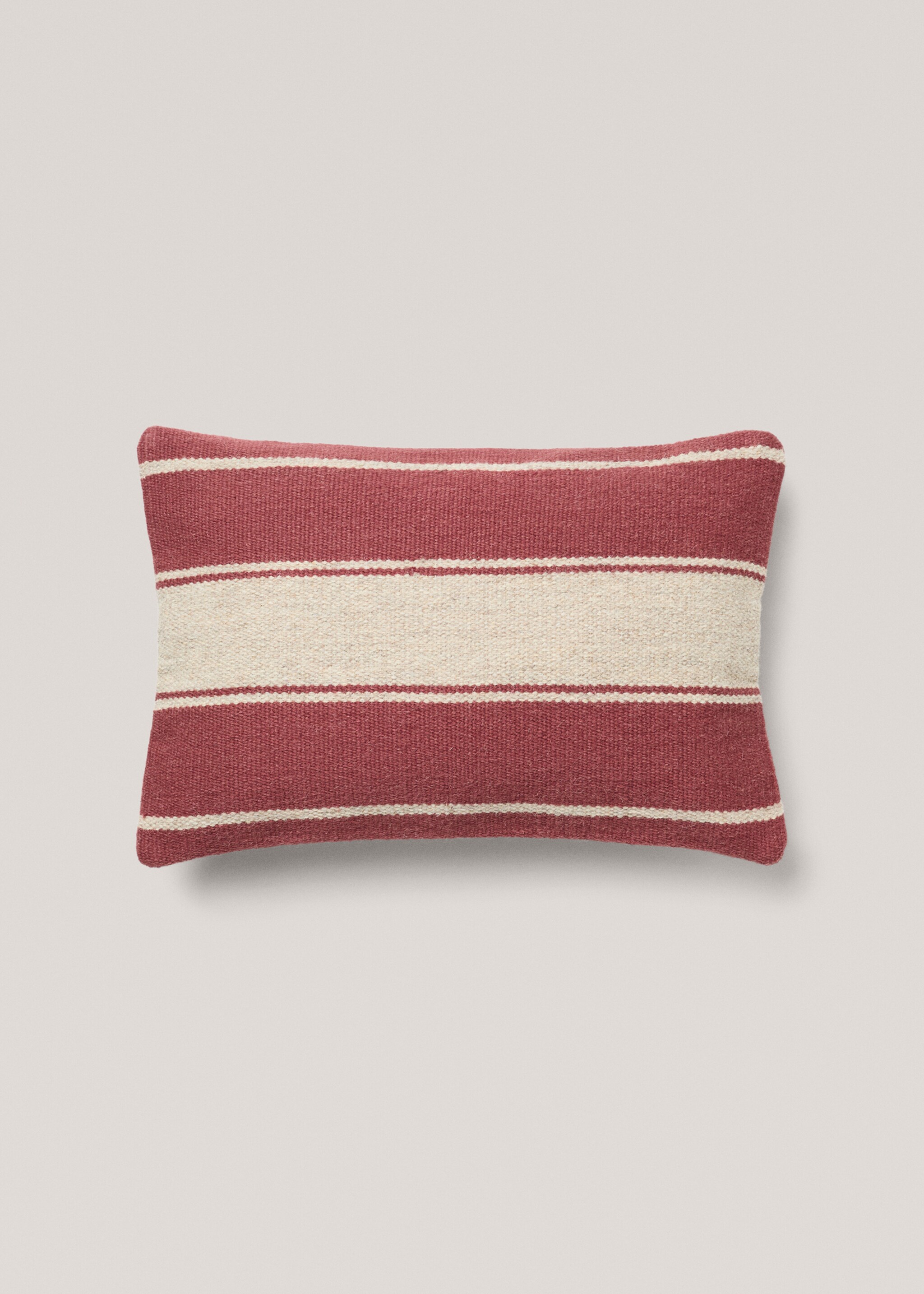 100% wool striped cushion cover - Article without model, Burgundy. Ref: 77003293-00.