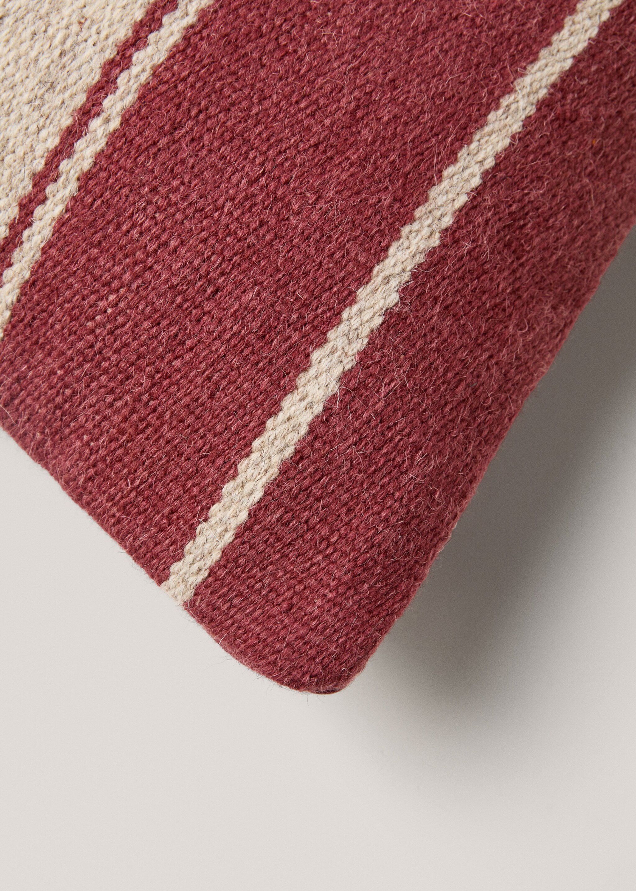 100% wool striped cushion cover - Details of the article 2, Burgundy. Ref: 77003293-00.