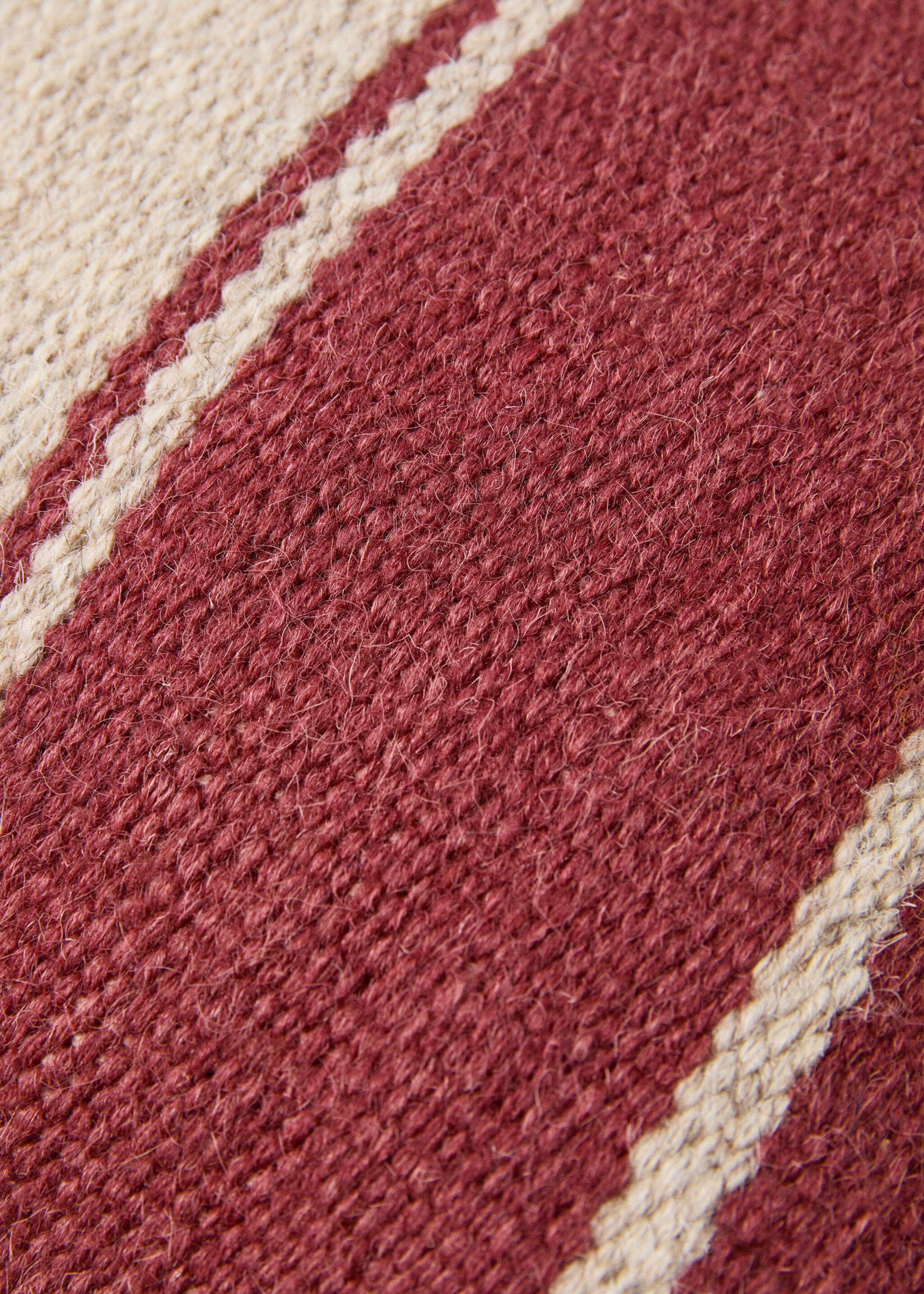 100% wool striped cushion cover - Details of the article 3, Burgundy. Ref: 77003293-00.