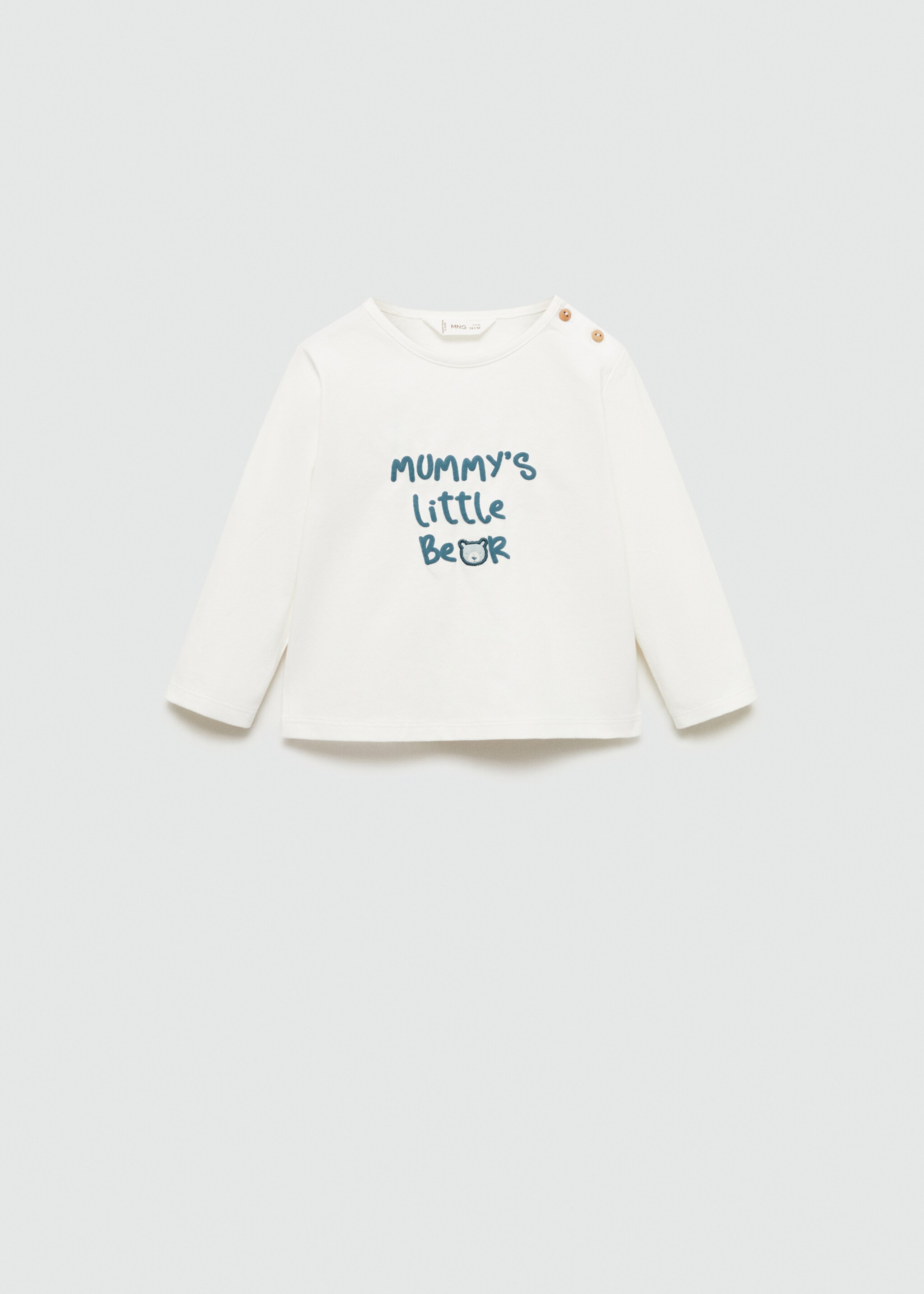 Embroidered detail cotton T-shirt - Article without model, Off White. Ref: 77003692-00.