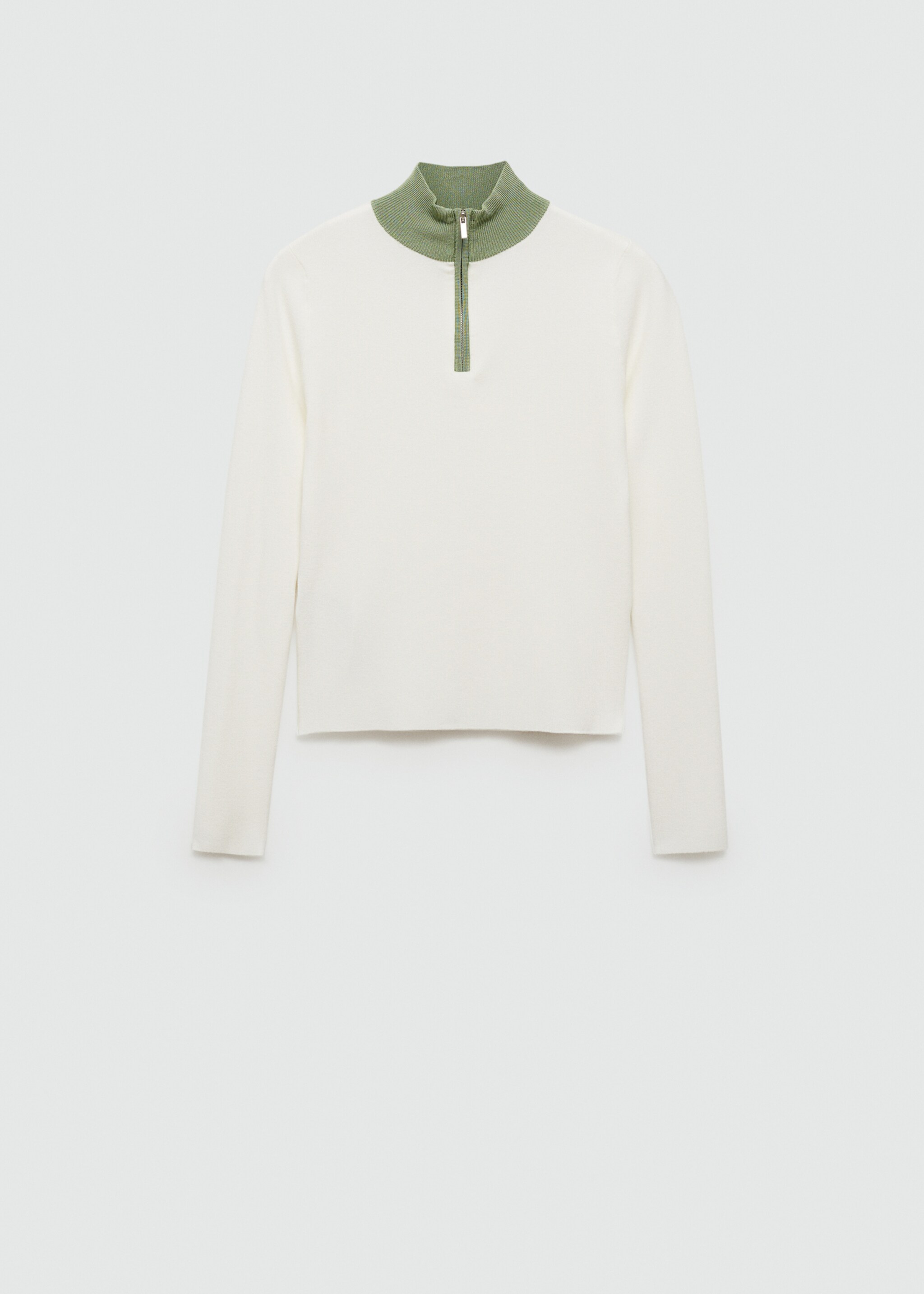 Zip neck jumper - Article without model, Pastel Green. Ref: 77004016-00.