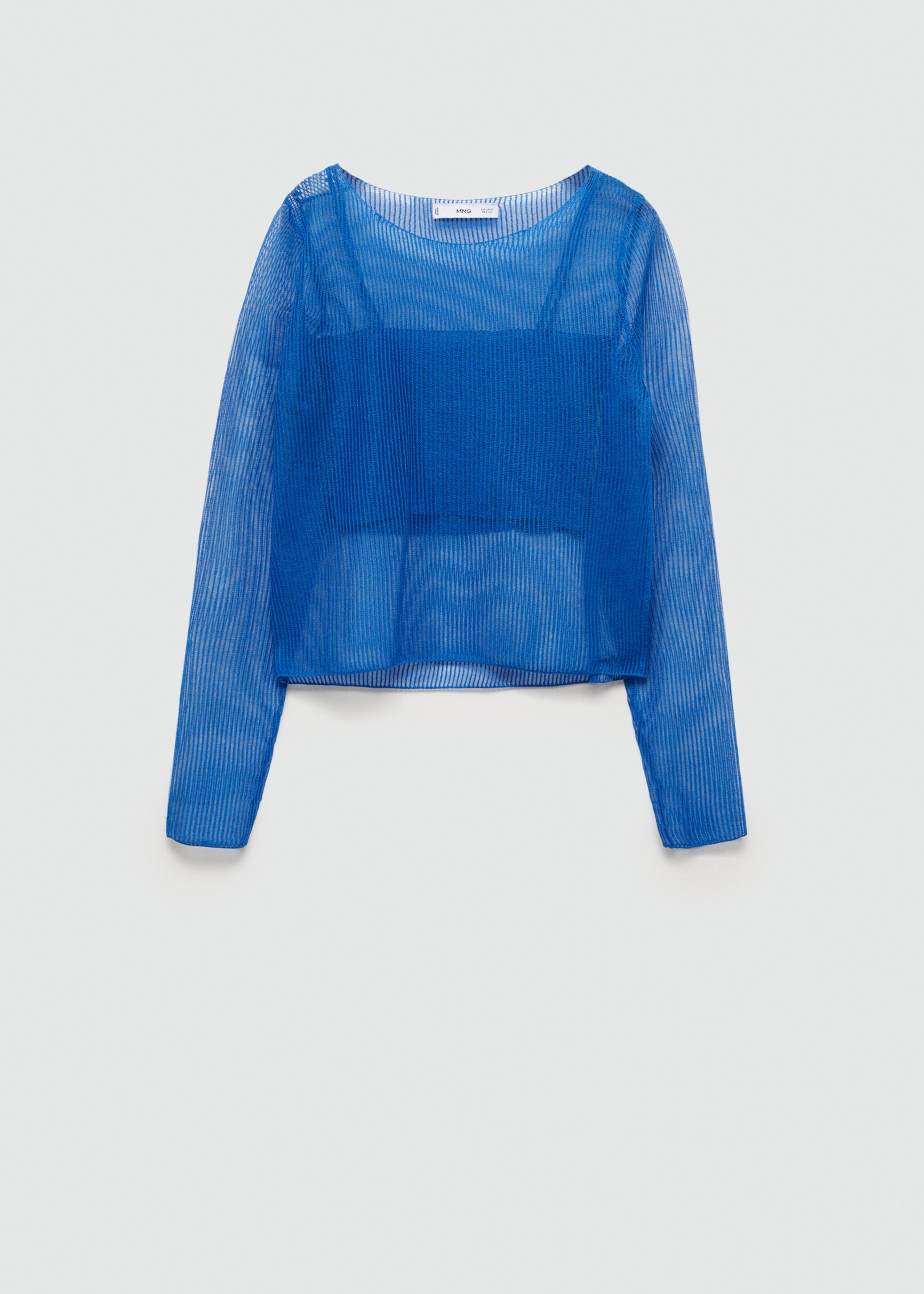 Semi-transparent sweater combined top - Article without model, Vibrant blue. Ref: 77004017-00.