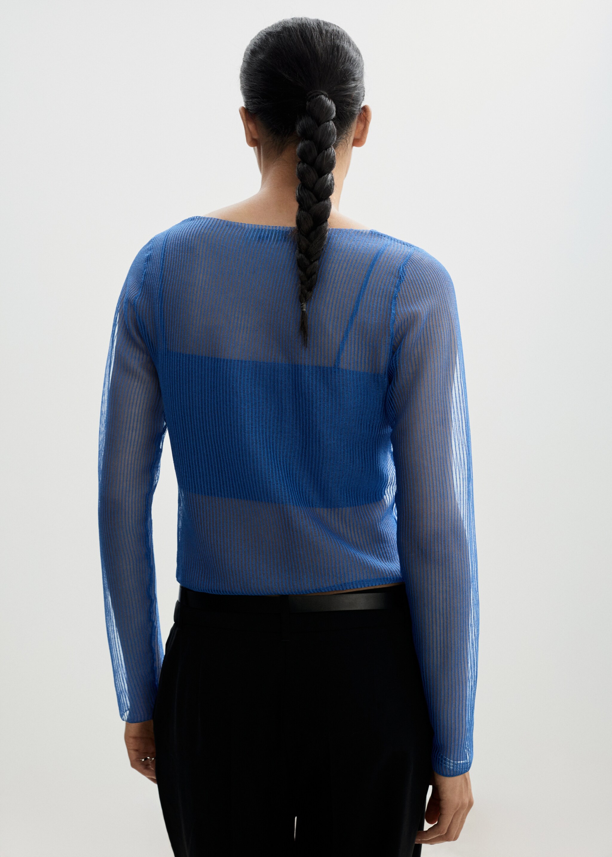 Semi-transparent sweater combined top - Reverse of the article, Vibrant blue. Ref: 77004017-00.