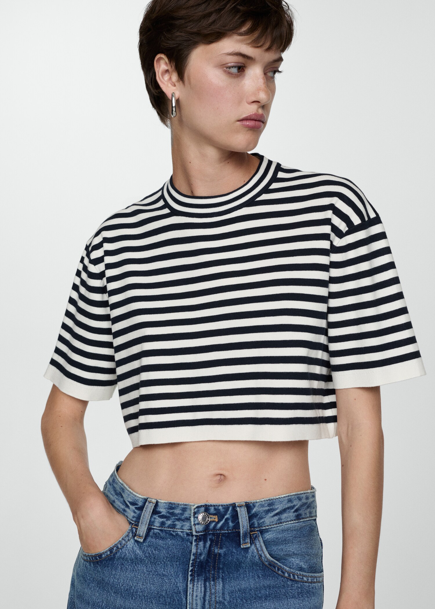 Striped crop T-shirt - Medium plane