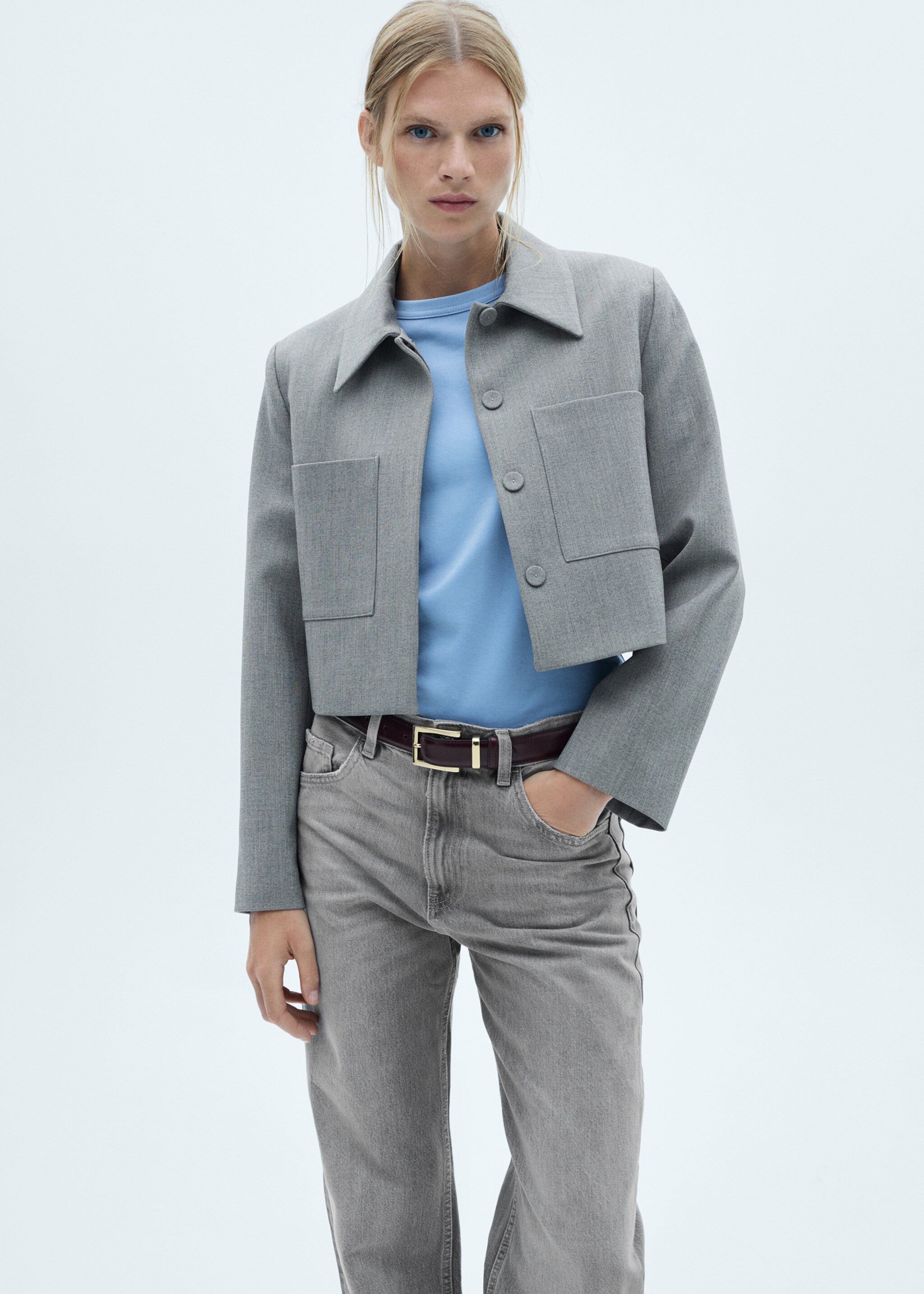 Jean Miami droit taille normale - Plan moyen, Gris denim. Ref: 77004020-00.