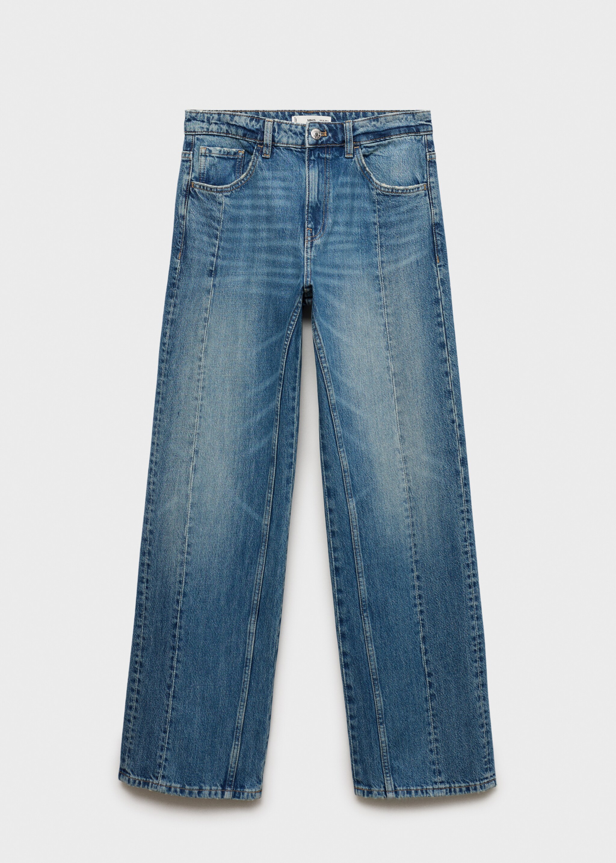 Straight jeans with decorative seams - Article without model, Medium Blue. Ref: 77004022-00.