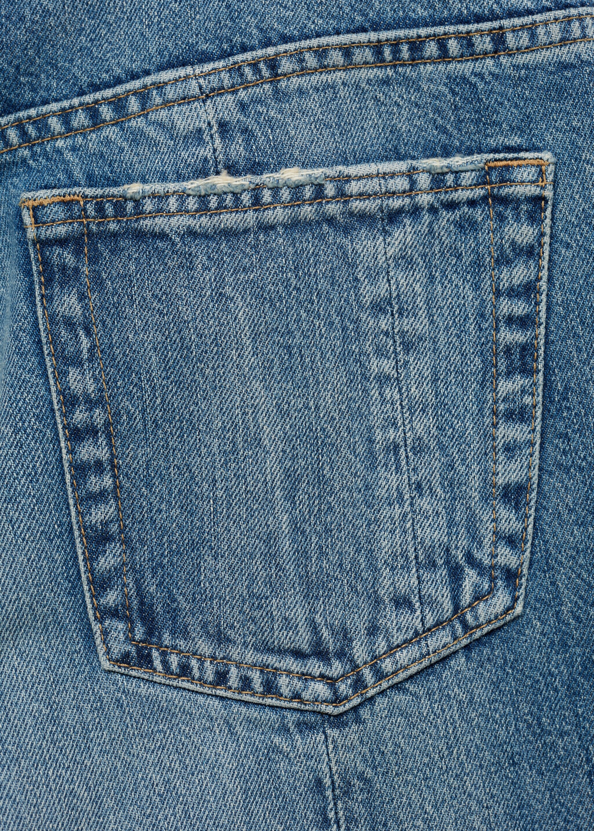 Straight jeans with decorative seams - Details of the article 0, Medium Blue. Ref: 77004022-00.