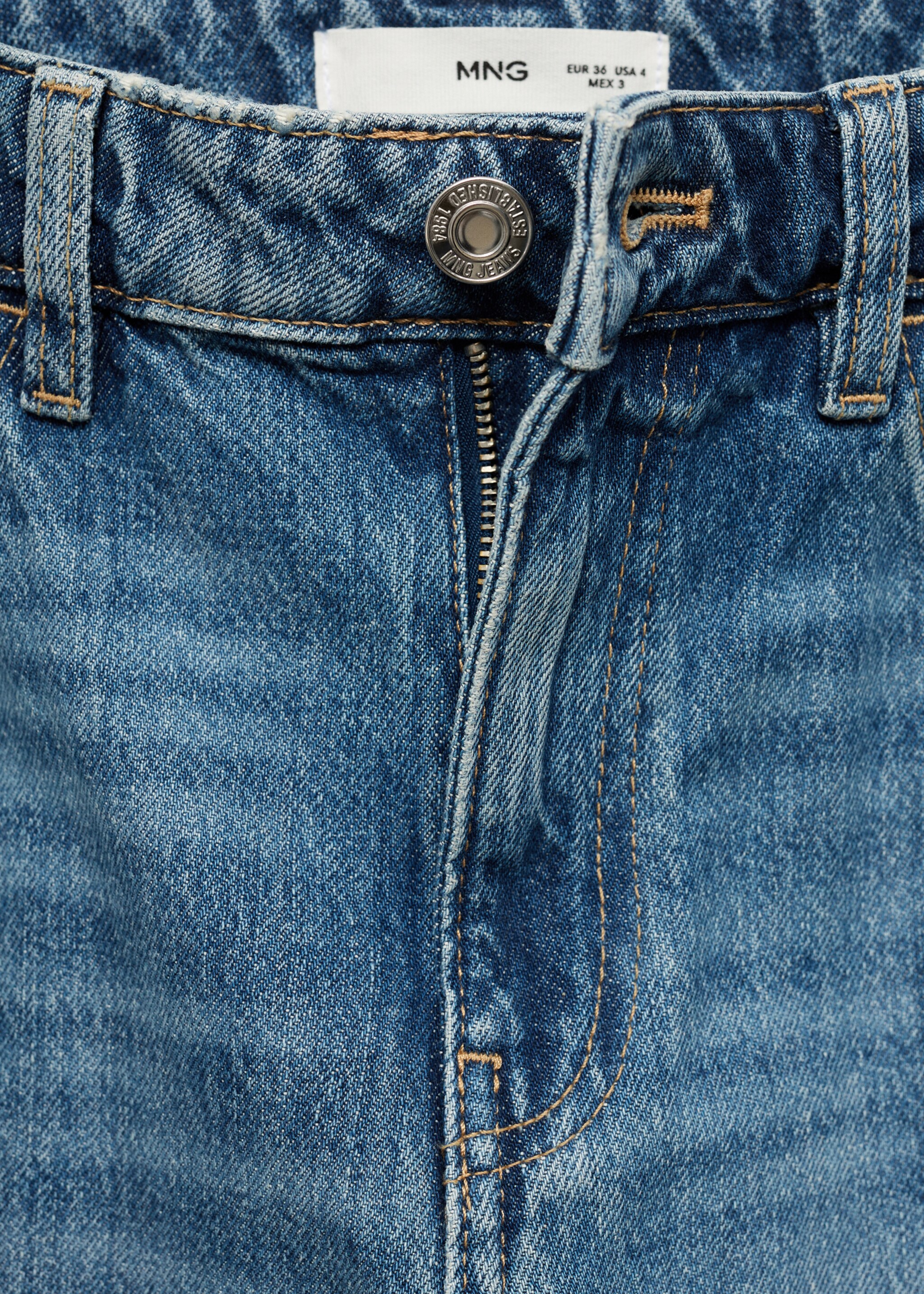Straight jeans with decorative seams - Details of the article 8, Medium Blue. Ref: 77004022-00.