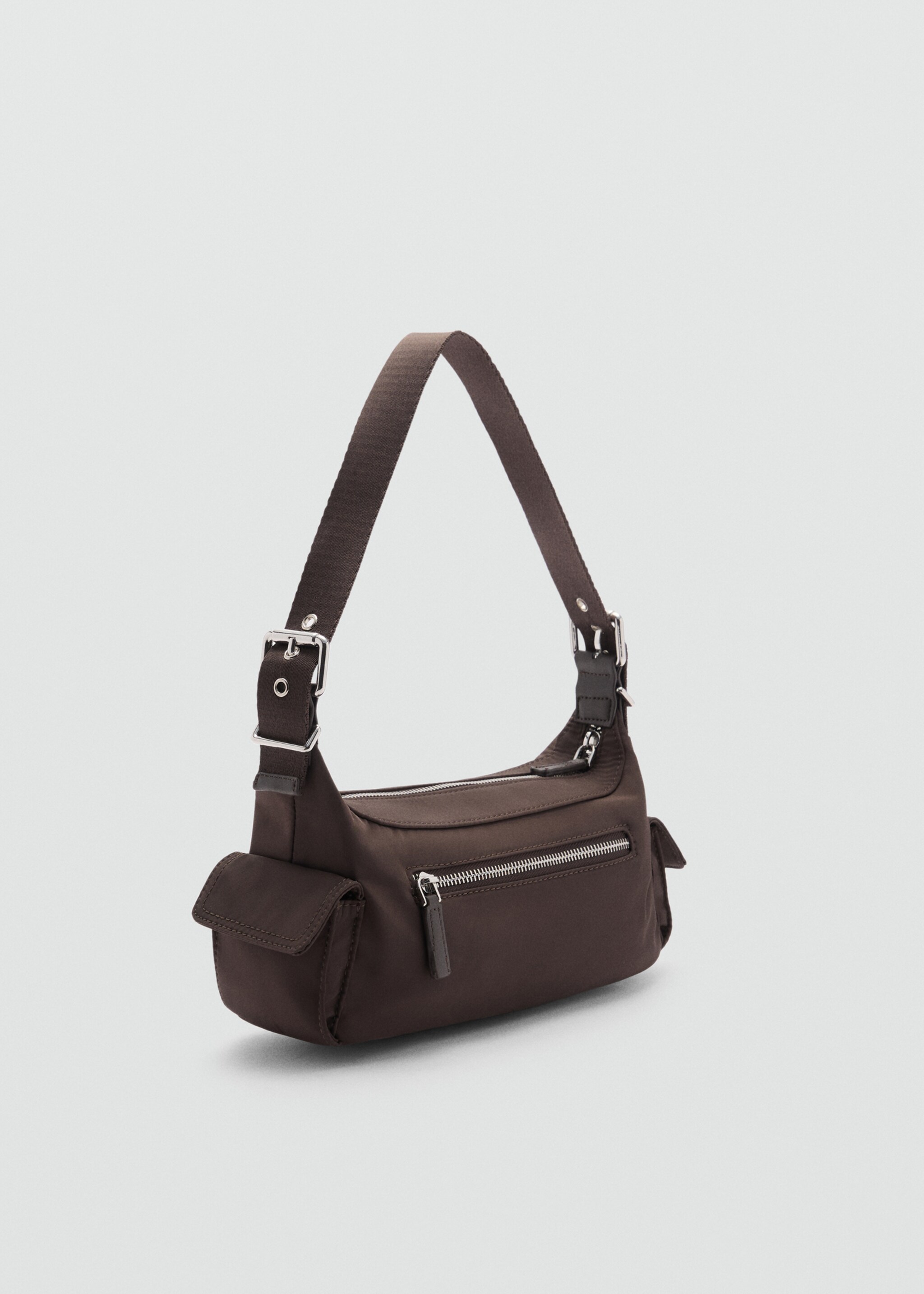 Nylon-Tasche mit Cargotaschen - Mittlere Ansicht, Schokolade. Ref: 77004023-00.