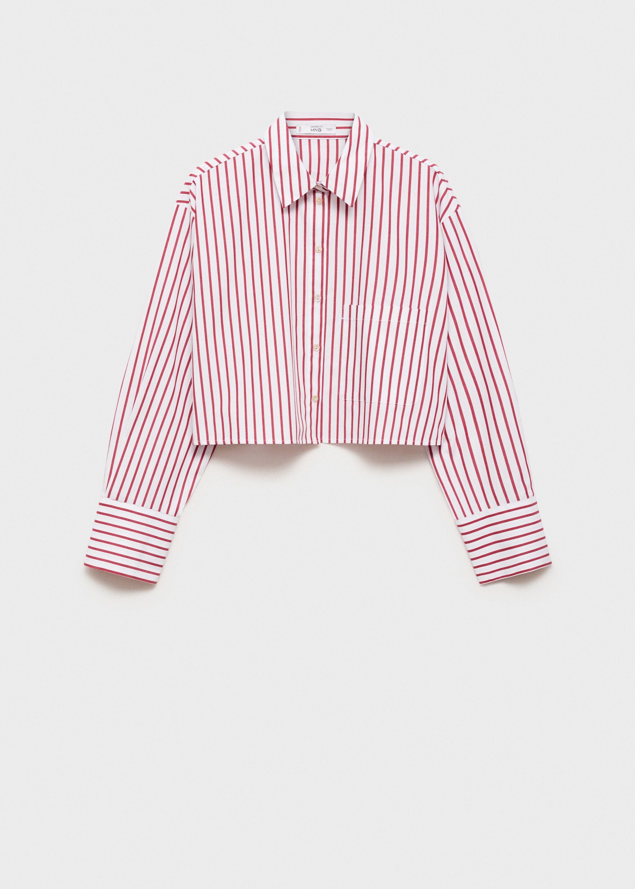 Striped cropped shirt - Article without model, Red. Ref: 77004028-00.