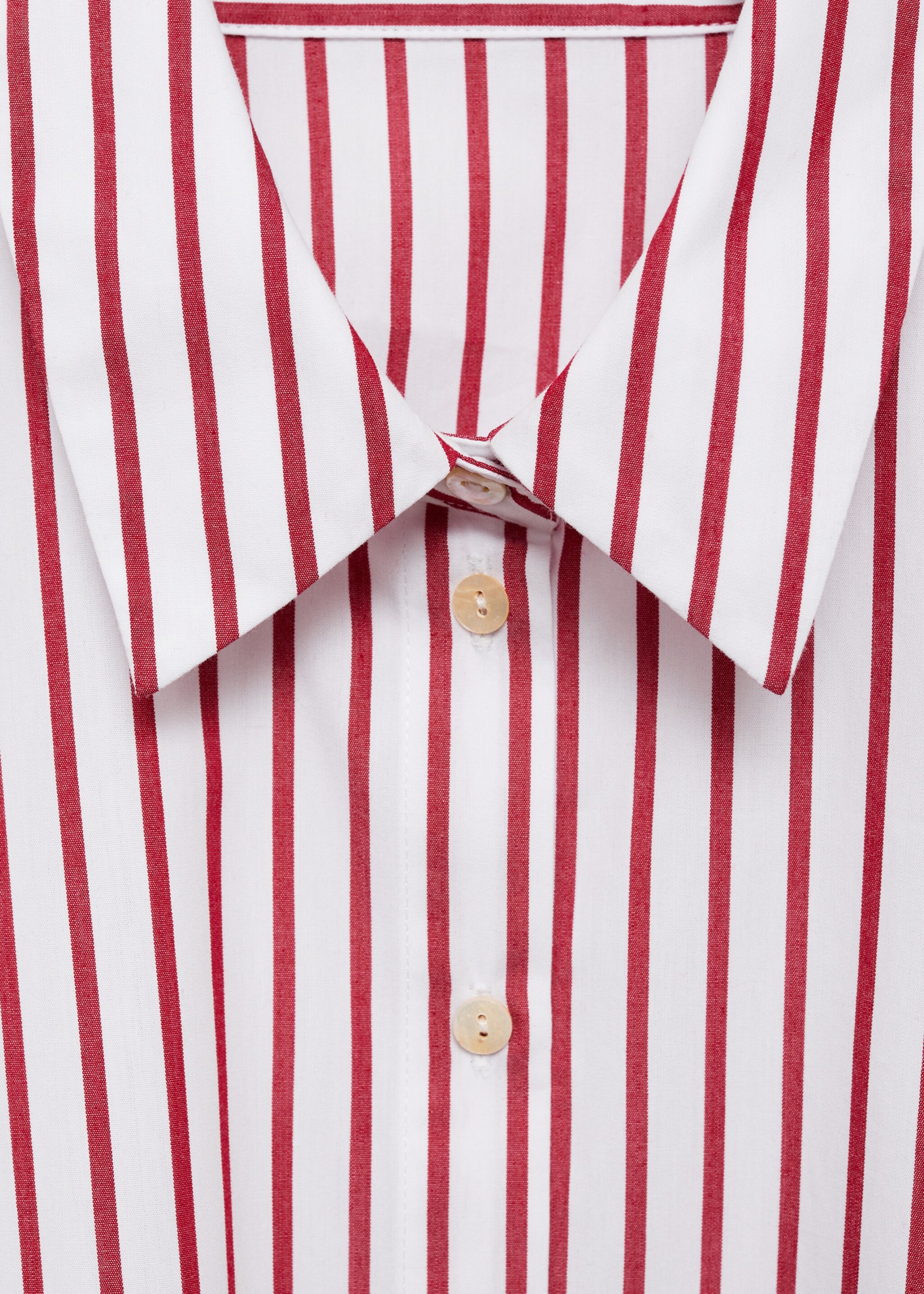 Striped cropped shirt - Details of the article 8, Red. Ref: 77004028-00.