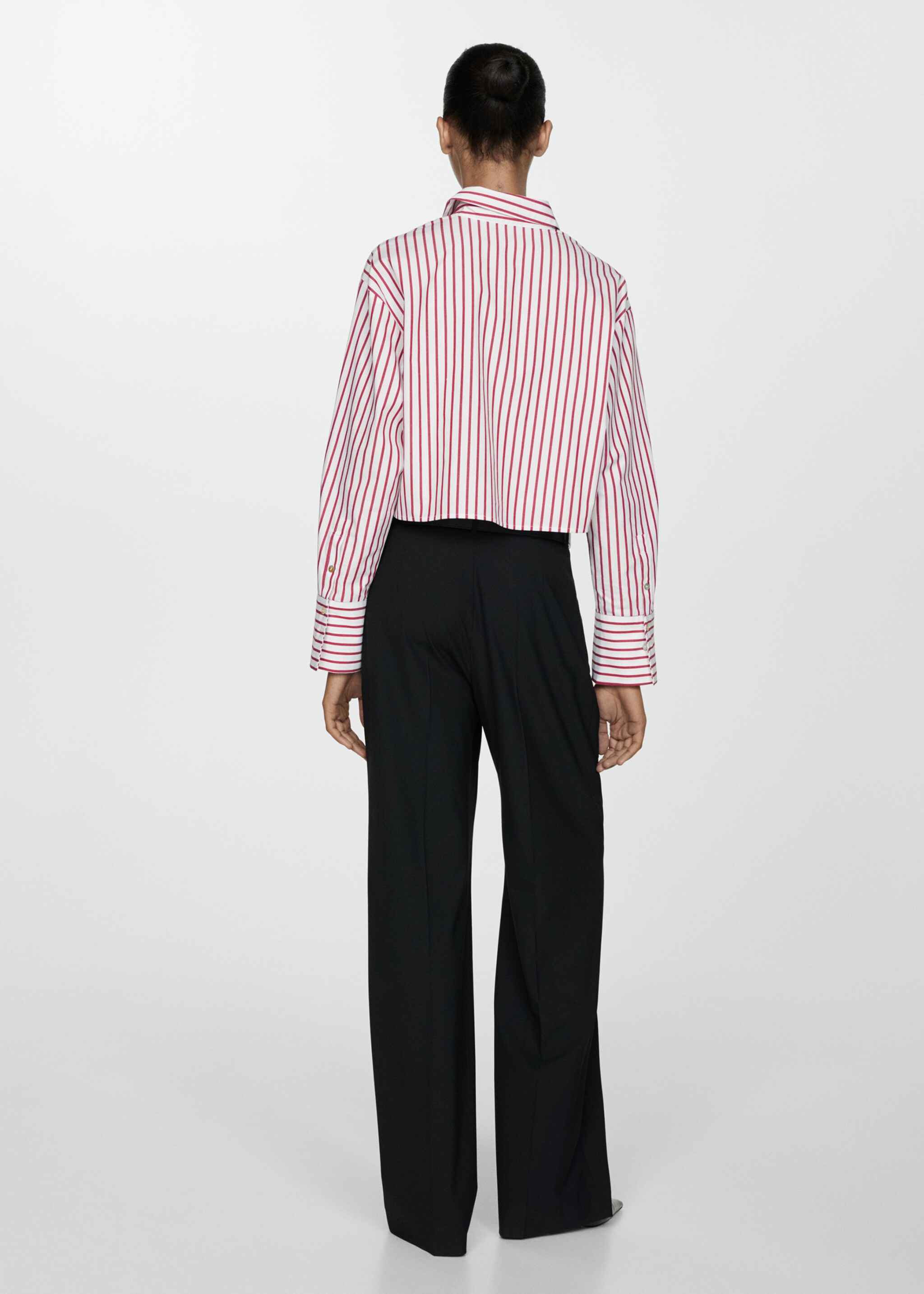 Striped cropped shirt - Reverse of the article, Red. Ref: 77004028-00.