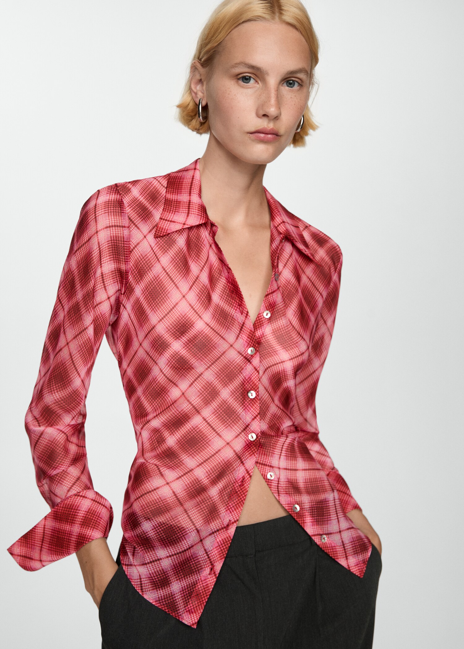 Check-print shirt - Medium plane