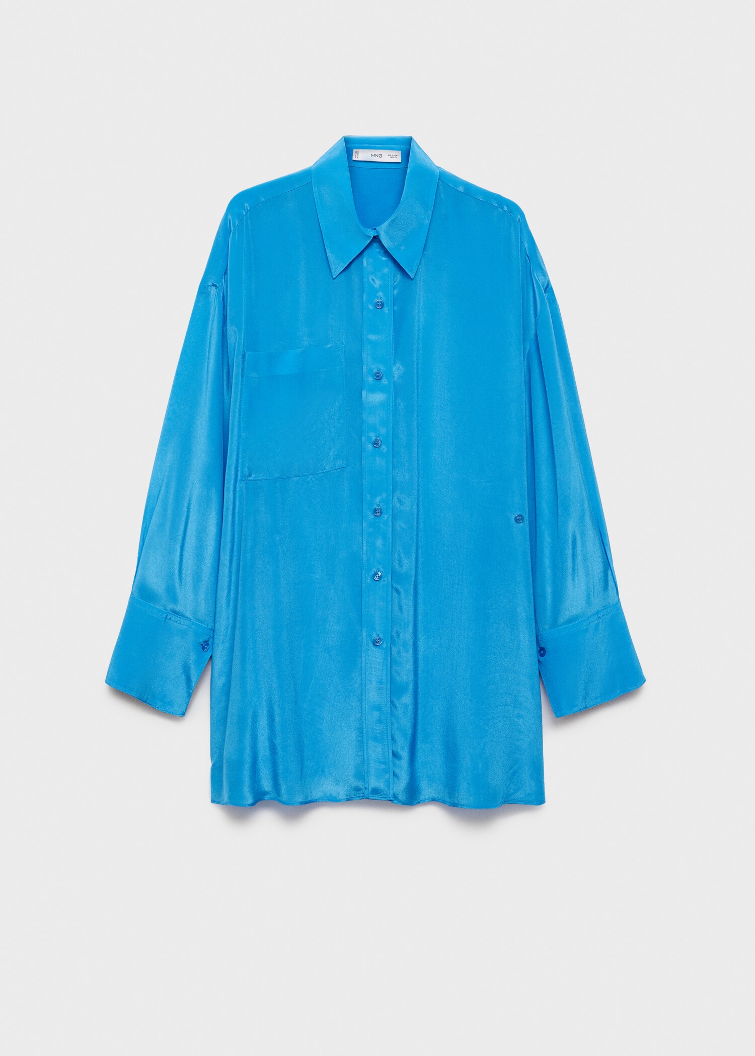 Long satin shirt with asymmetrical closure - Article without model