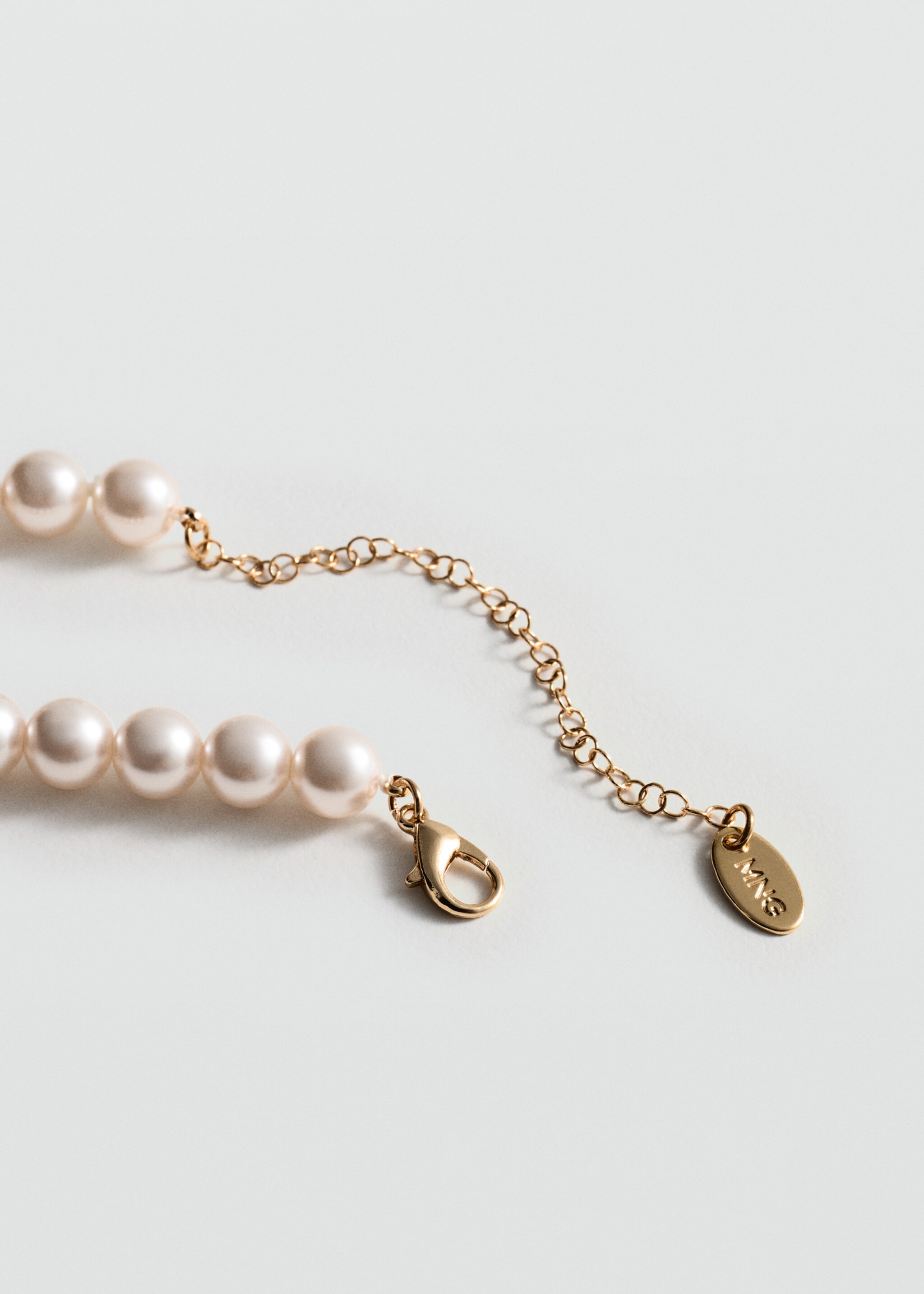 Crystal pearl necklace - Details of the article 1, White. Ref: 77004077-00.